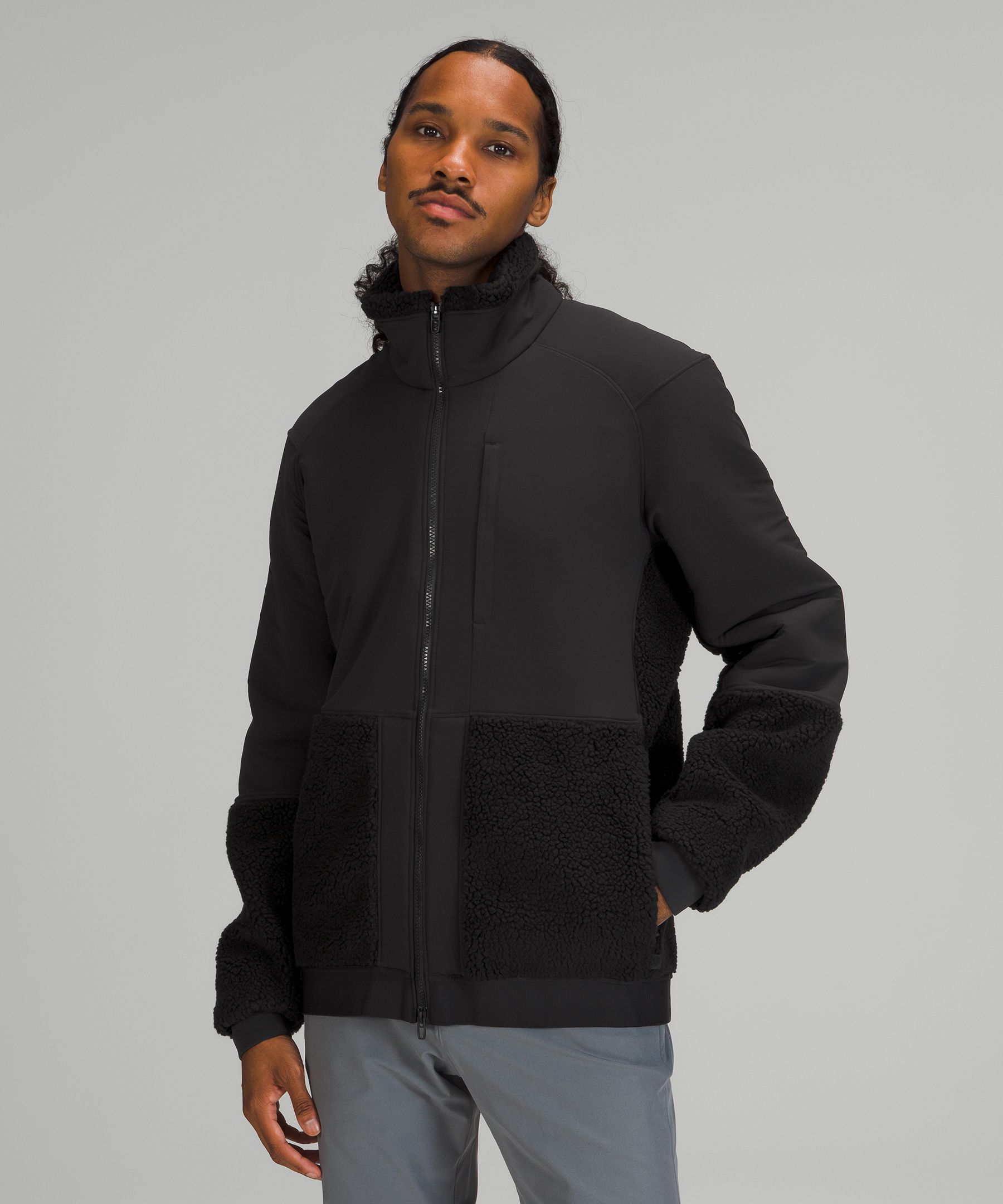 Lululemon Textured Fleece Button Jacket - Black - lulu fanatics