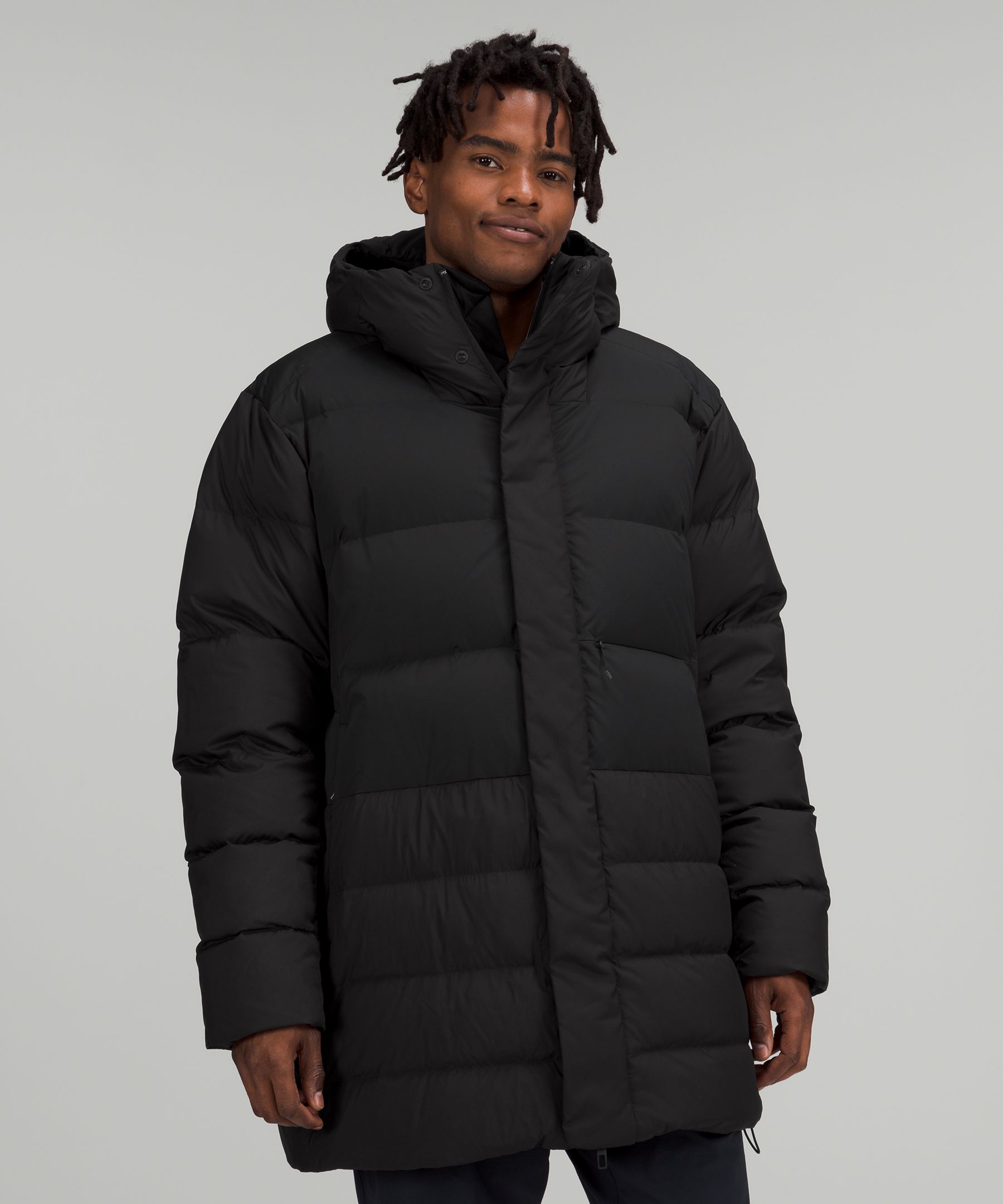 lululemon athletica Down-filled Long Puffer Jacket in Black