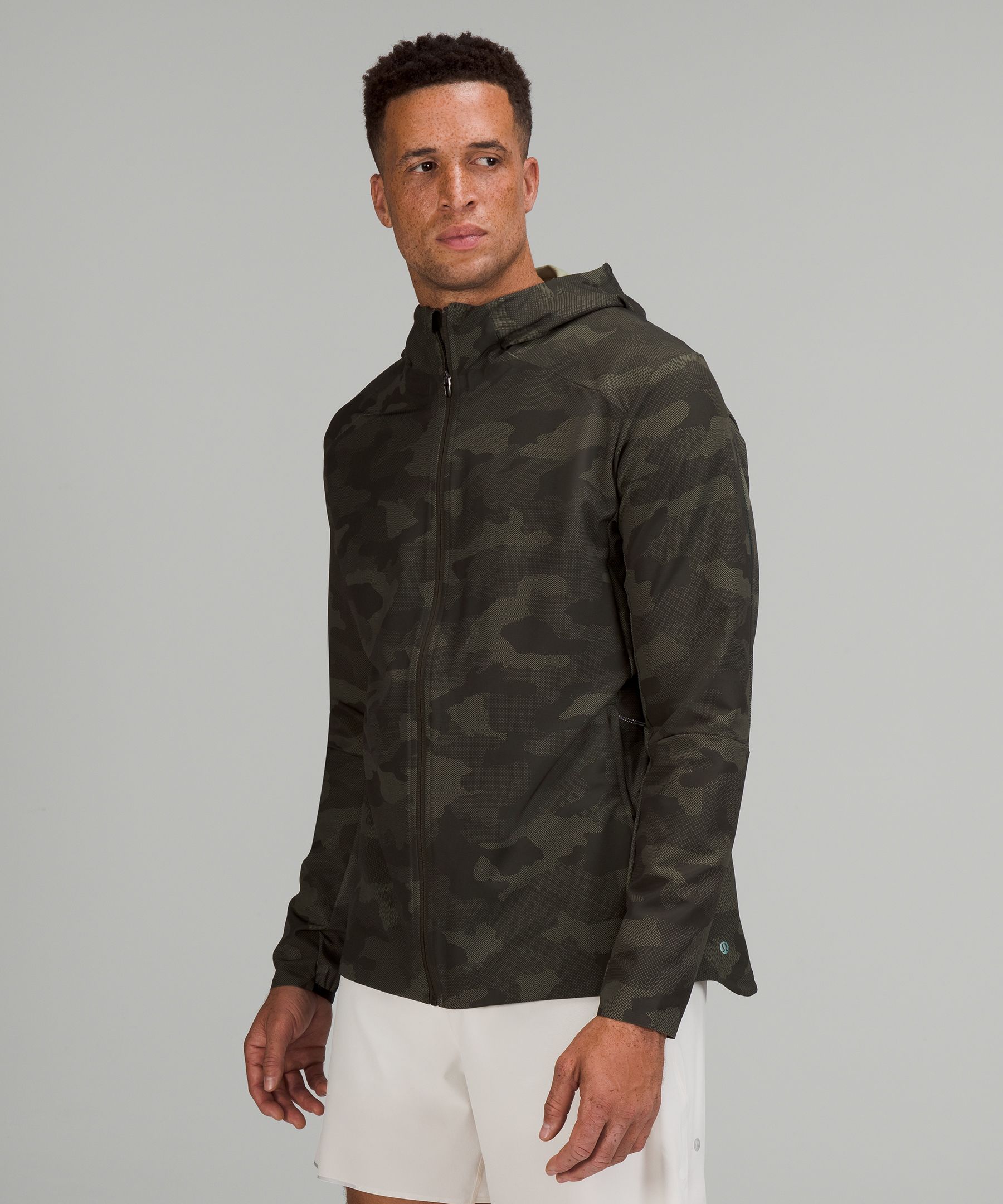 Lululemon Warp Light Packable Jacket In Variegated Camo Max Rosemary Green Dark Olive