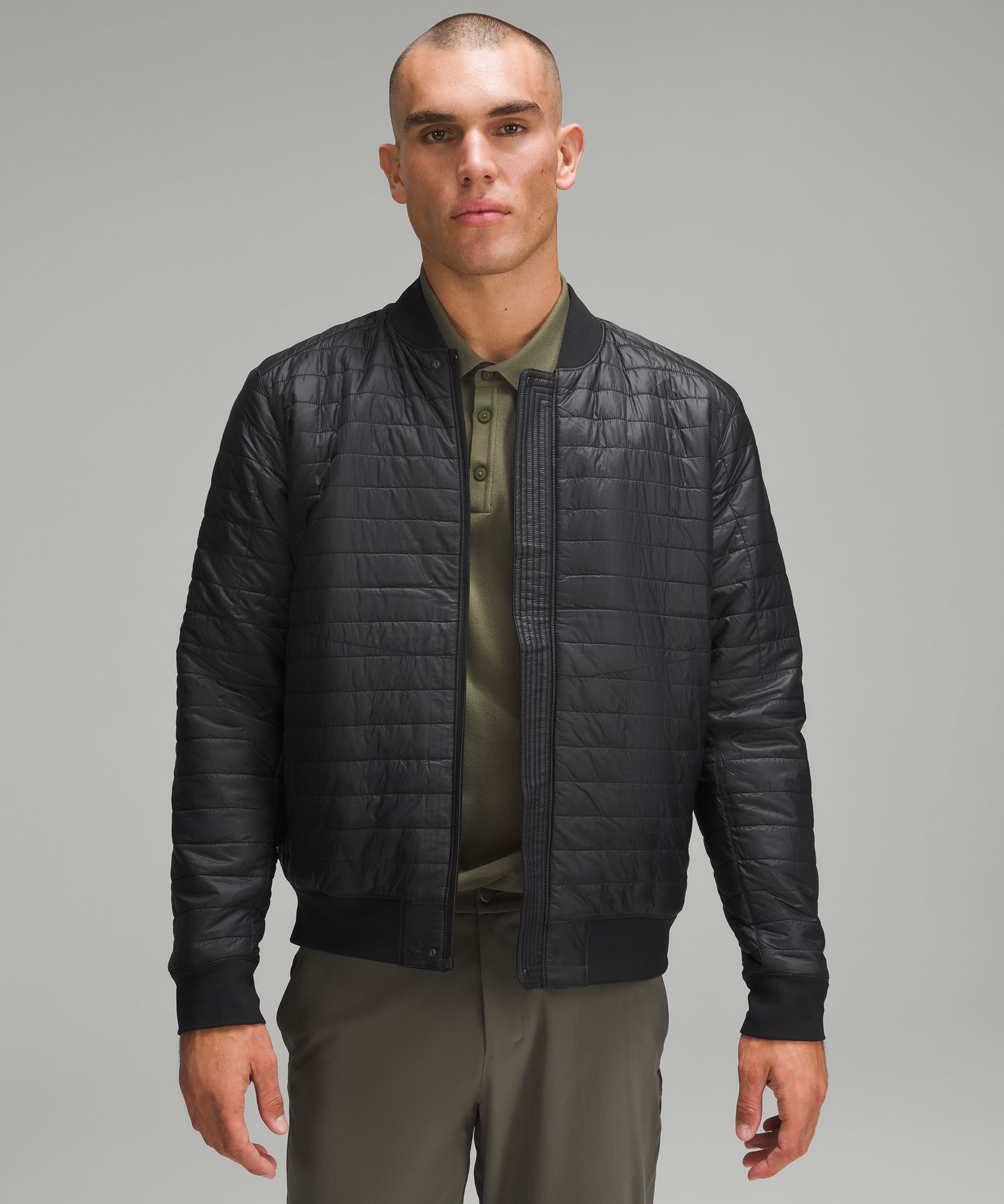 Mens Cotton Green Quilted Bomber Jacket