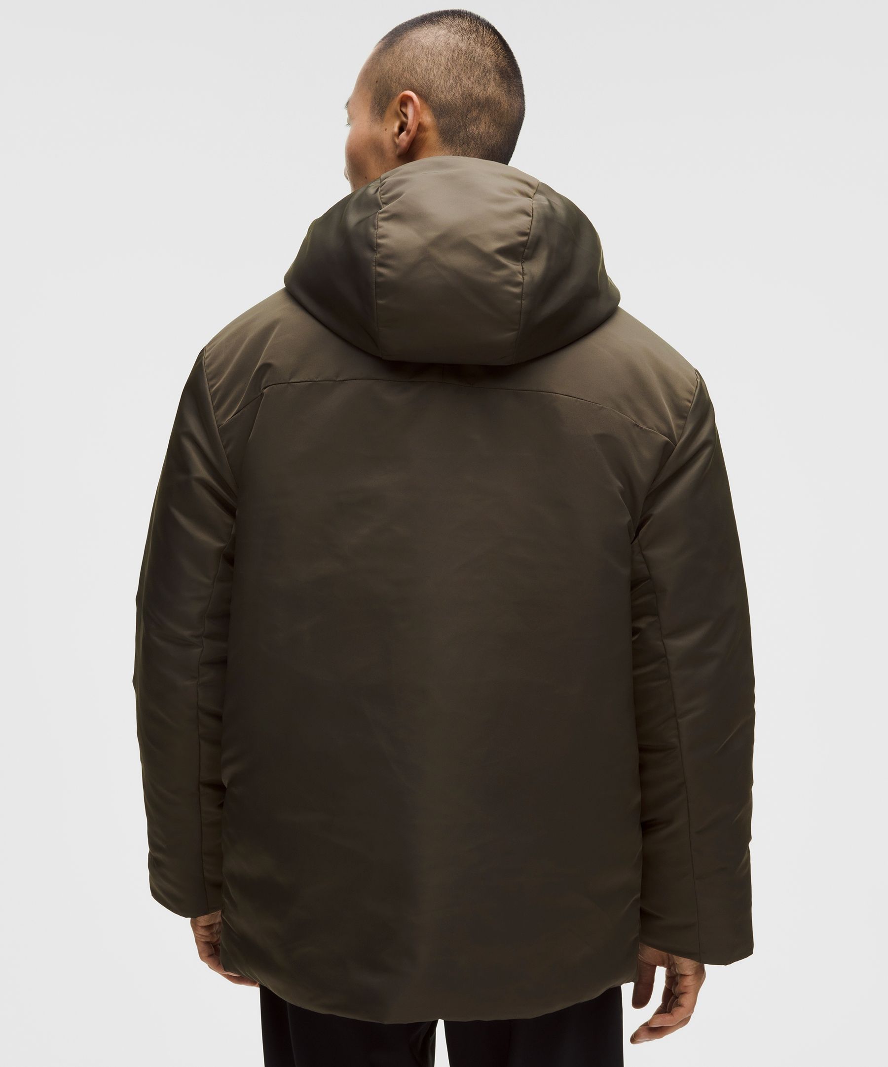 Lululemon Snap-front Insulated Hooded Jacket In Brown