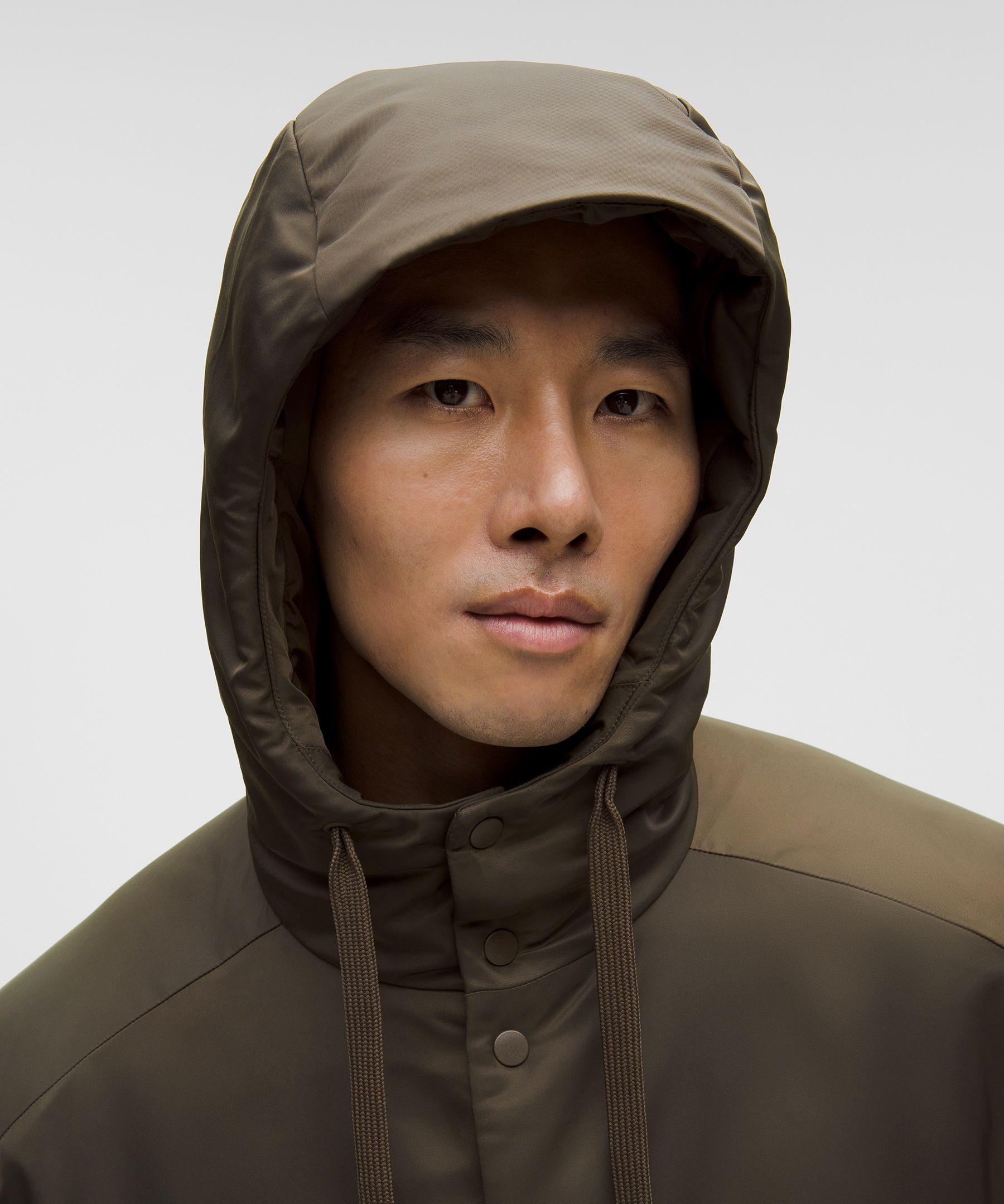 Lululemon Snap-front Insulated Hooded Jacket In Brown