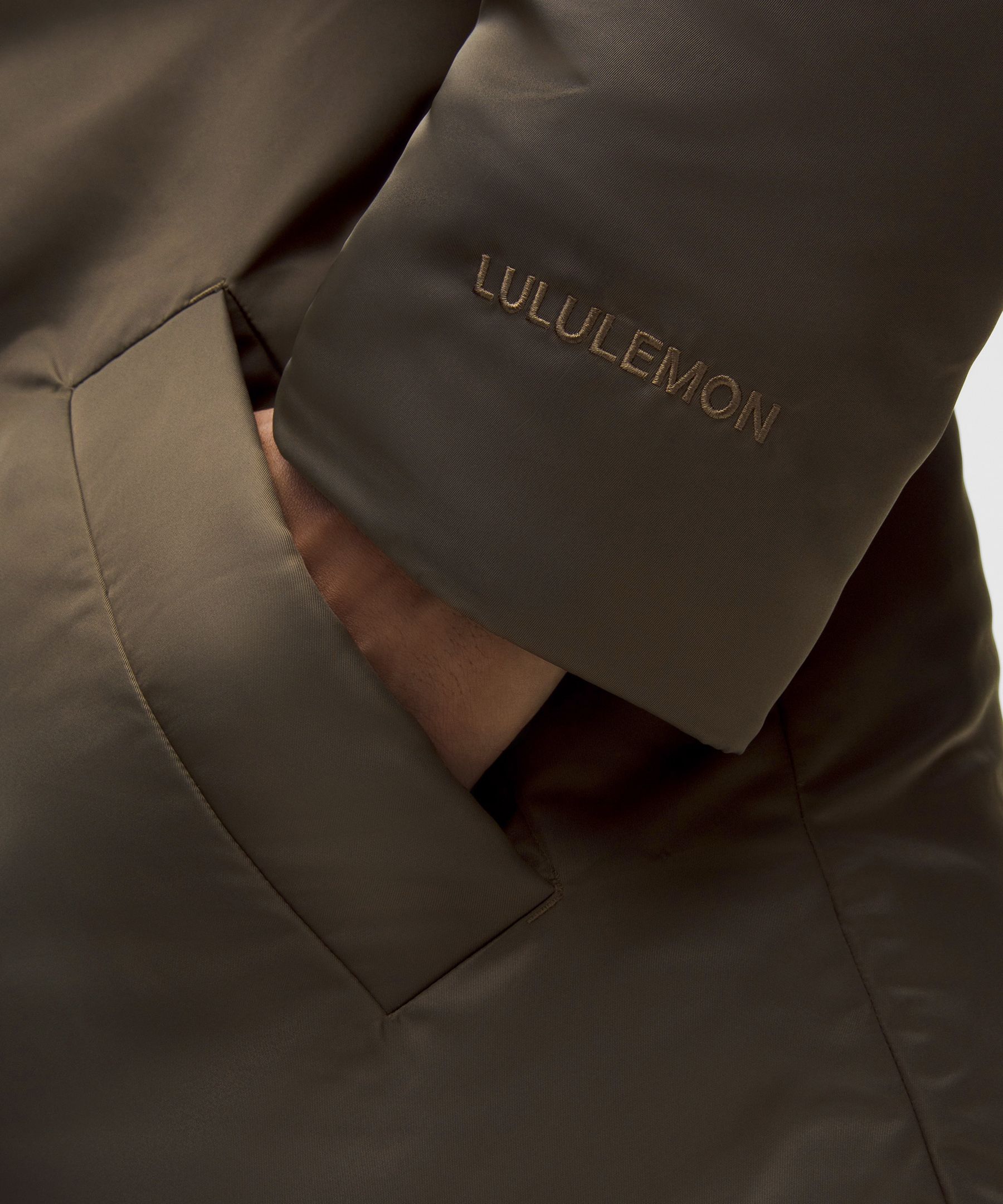 Lululemon Snap-front Insulated Hooded Jacket In Brown