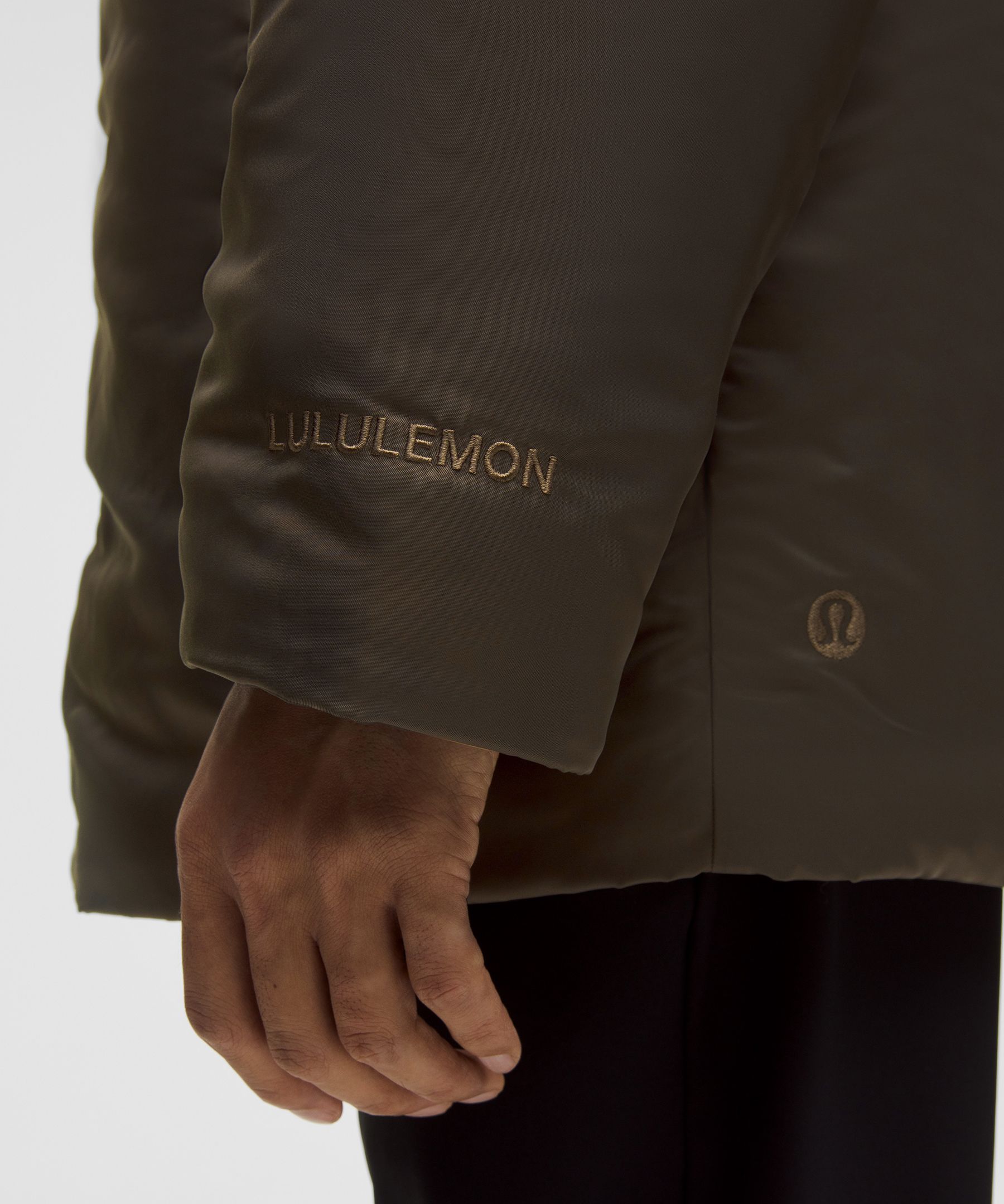 Lululemon Snap-front Insulated Hooded Jacket In Brown