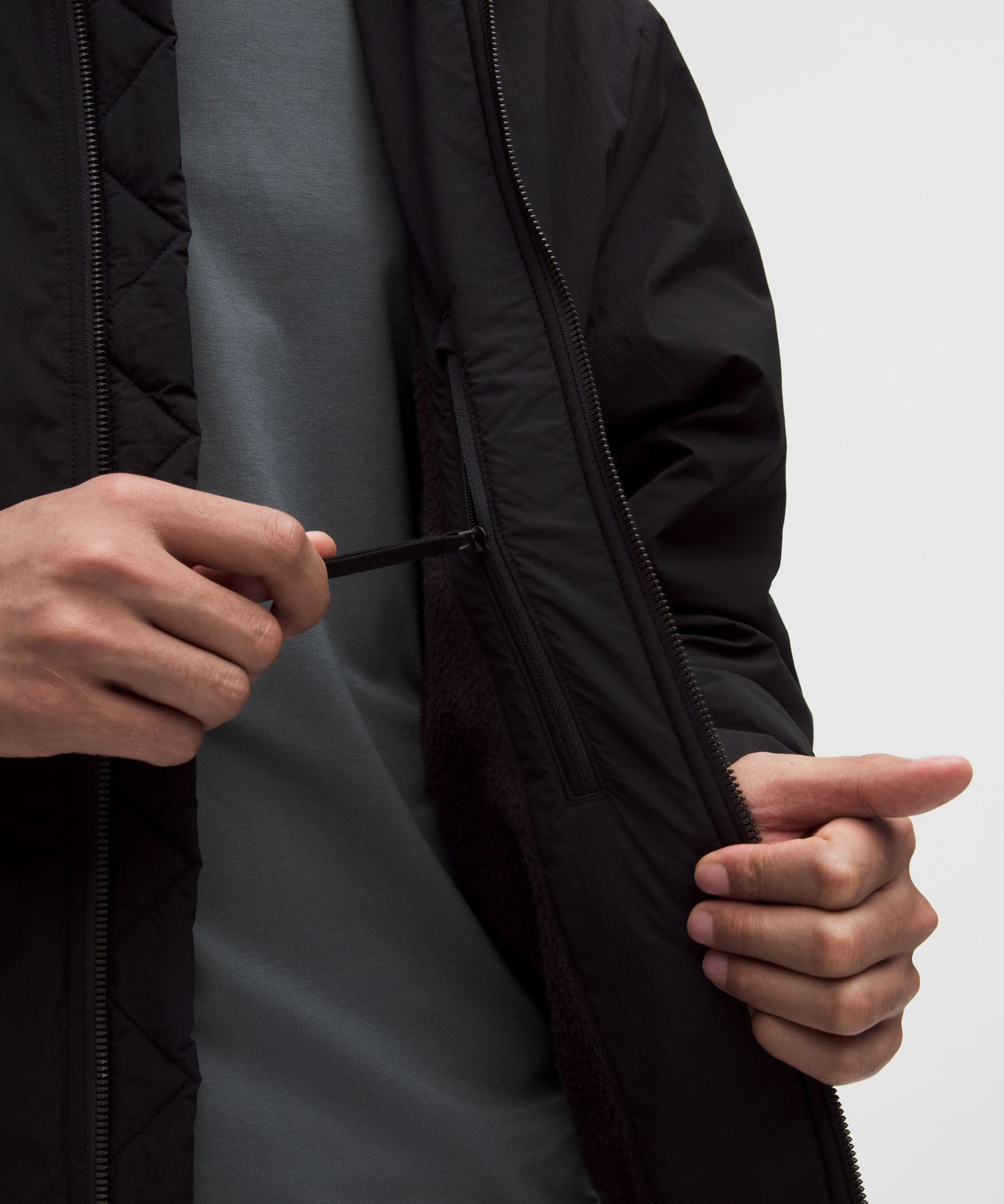 Мужская куртка Lululemon Water-Resistant Fleece-Lined, цвет: Чёрный — фото 7
