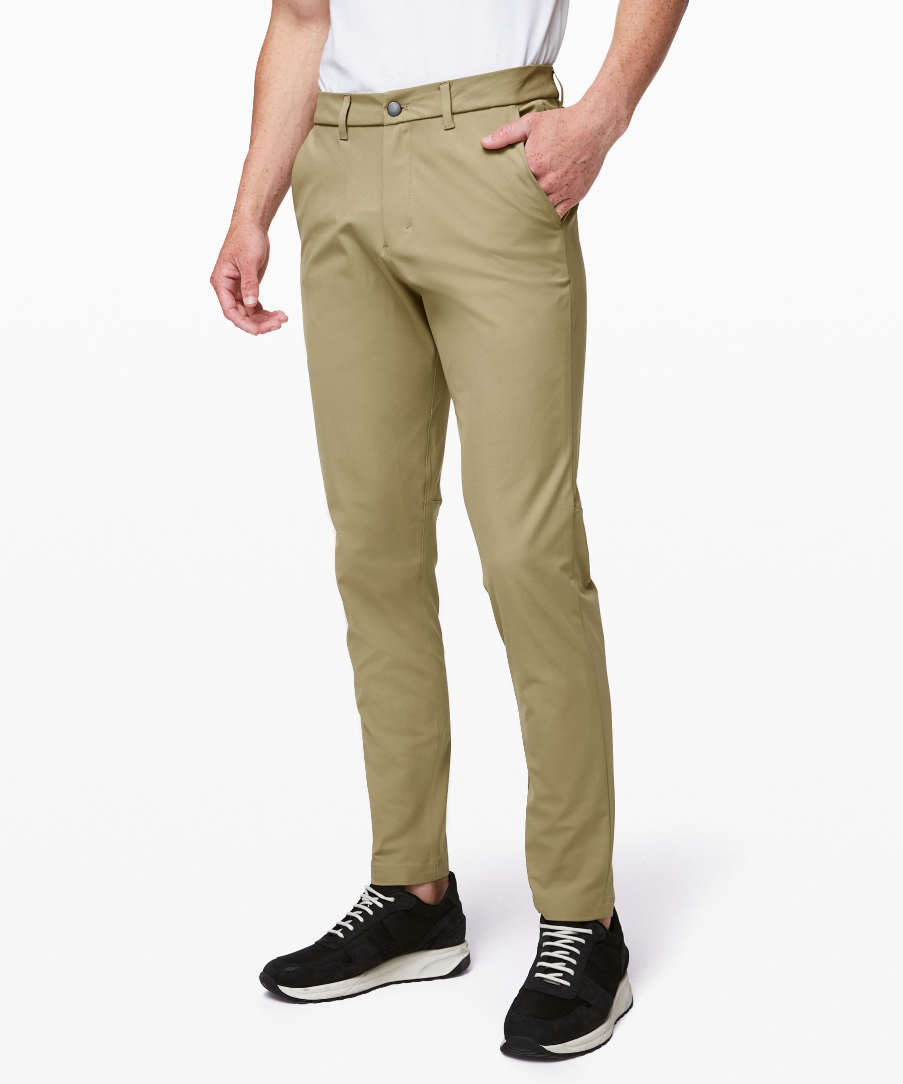 Lululemon Commission Slim-fit Pants 34" Warpstreme In Khaki