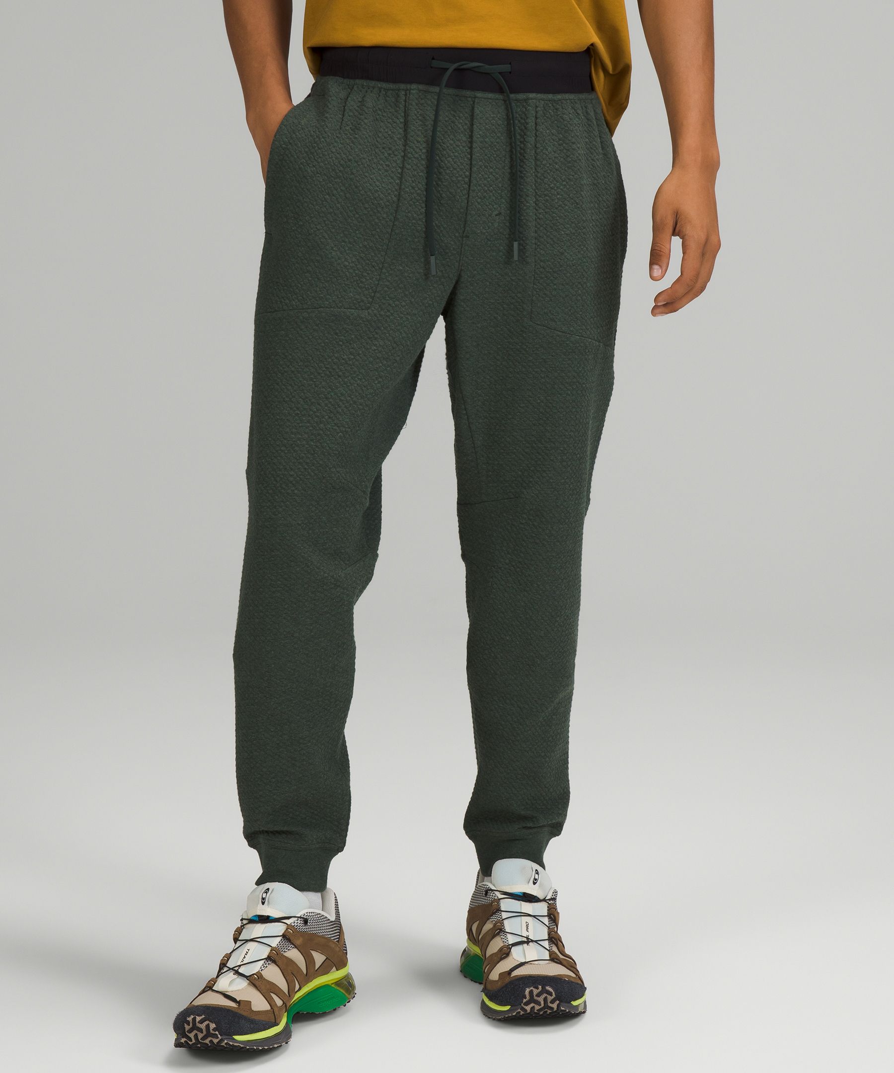 Lululemon At Ease Joggers In Heathered Rainforest Green/black