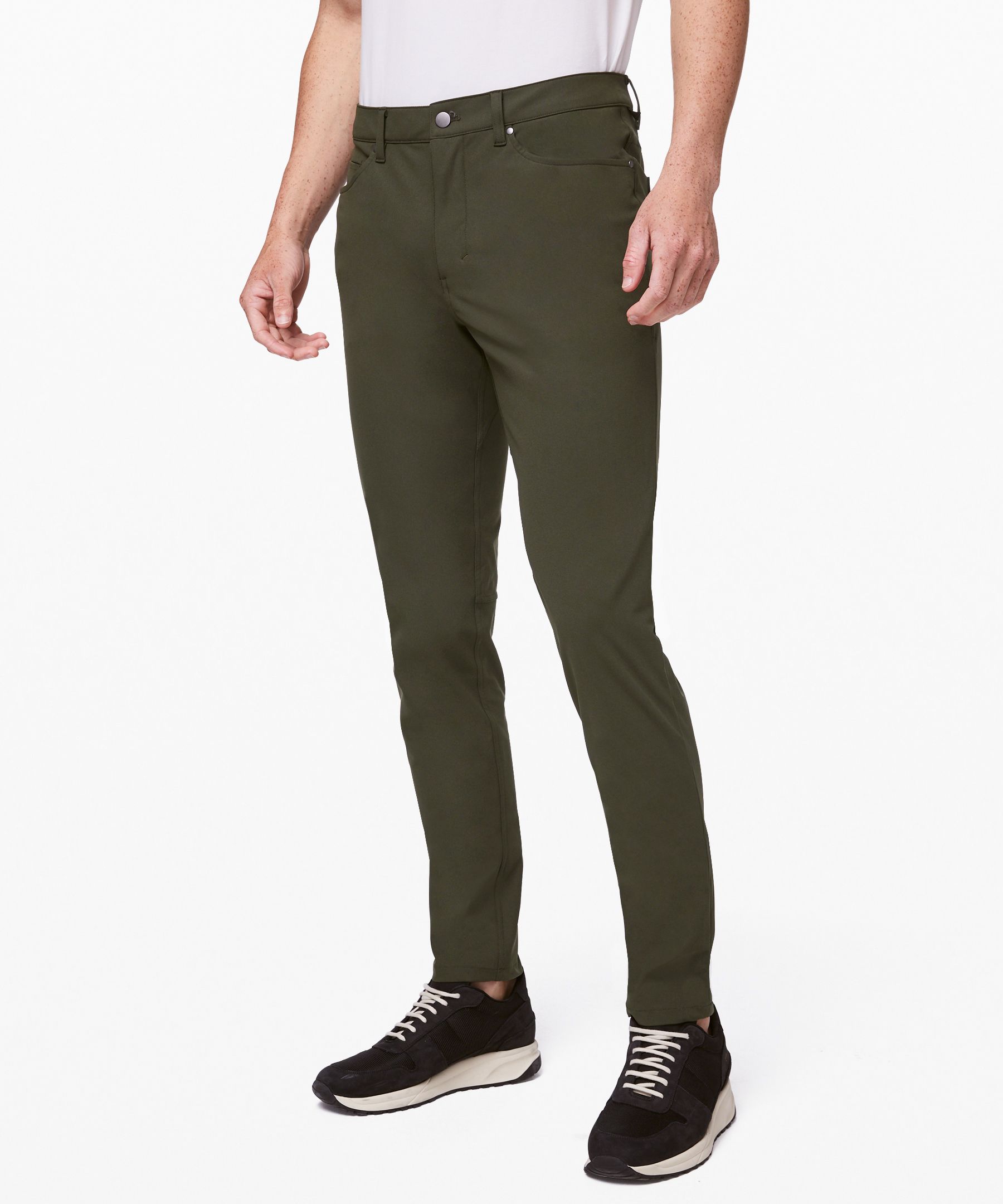 Lululemon Abc Slim-fit Pants 37" Warpstreme In Dark Olive