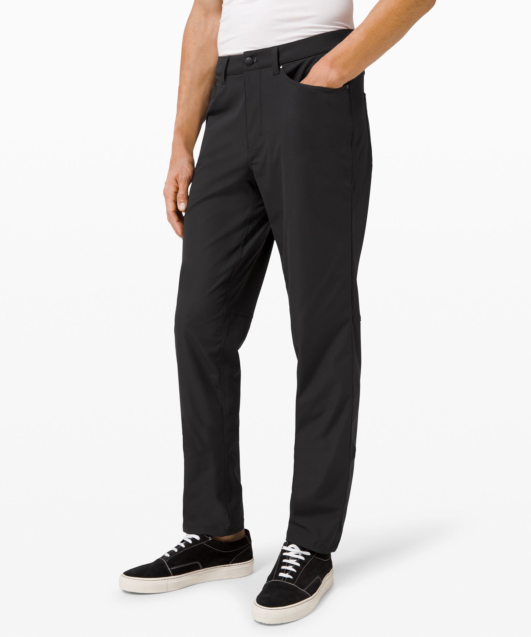 Lululemon Abc Relaxed-fit Pants 34" Warpstreme In Black