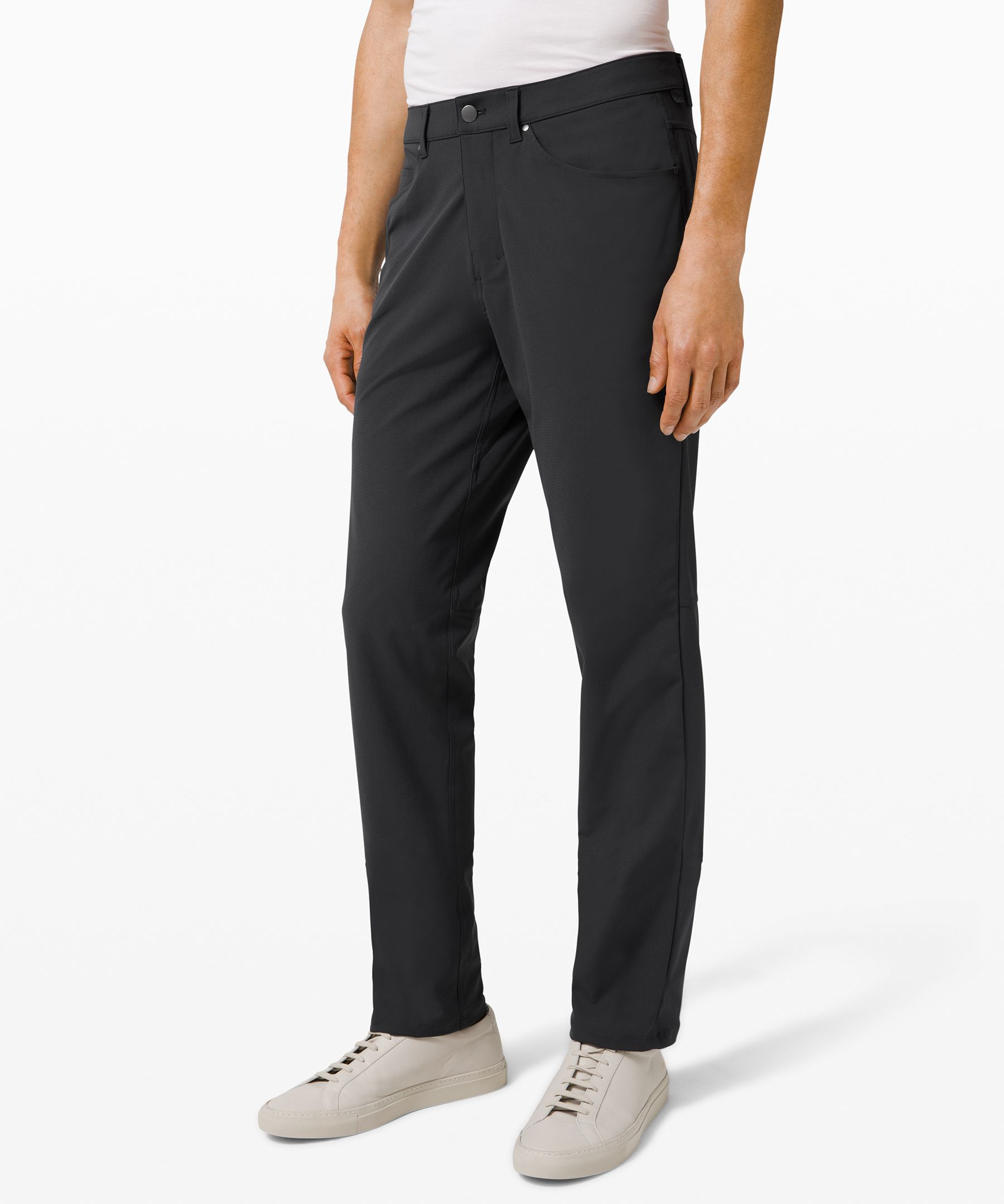 Lululemon Abc Relaxed-fit Pants 34" Warpstreme In Obsidian