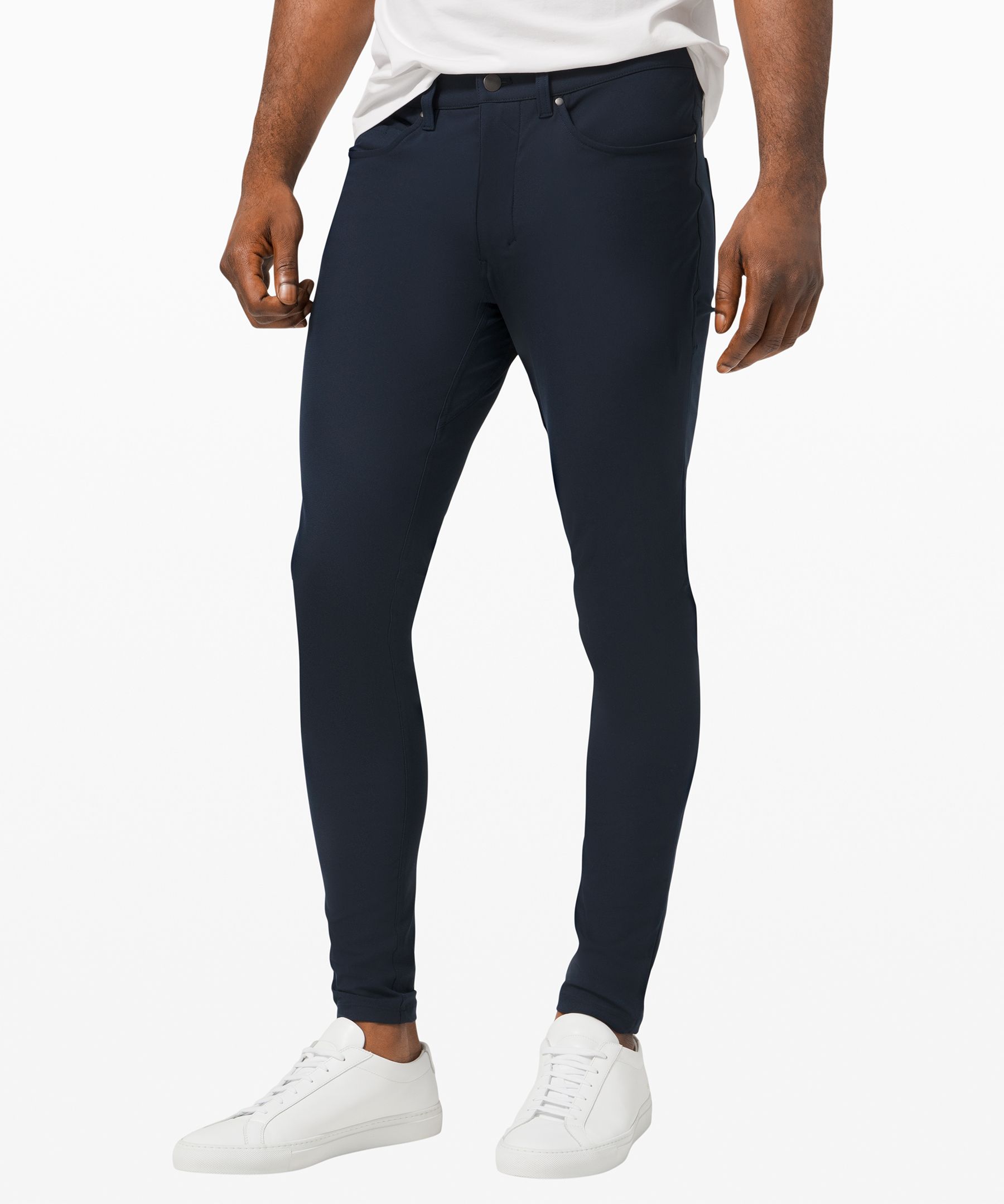 Lululemon Abc Skinny-fit Pants 32" Warpstreme In True Navy