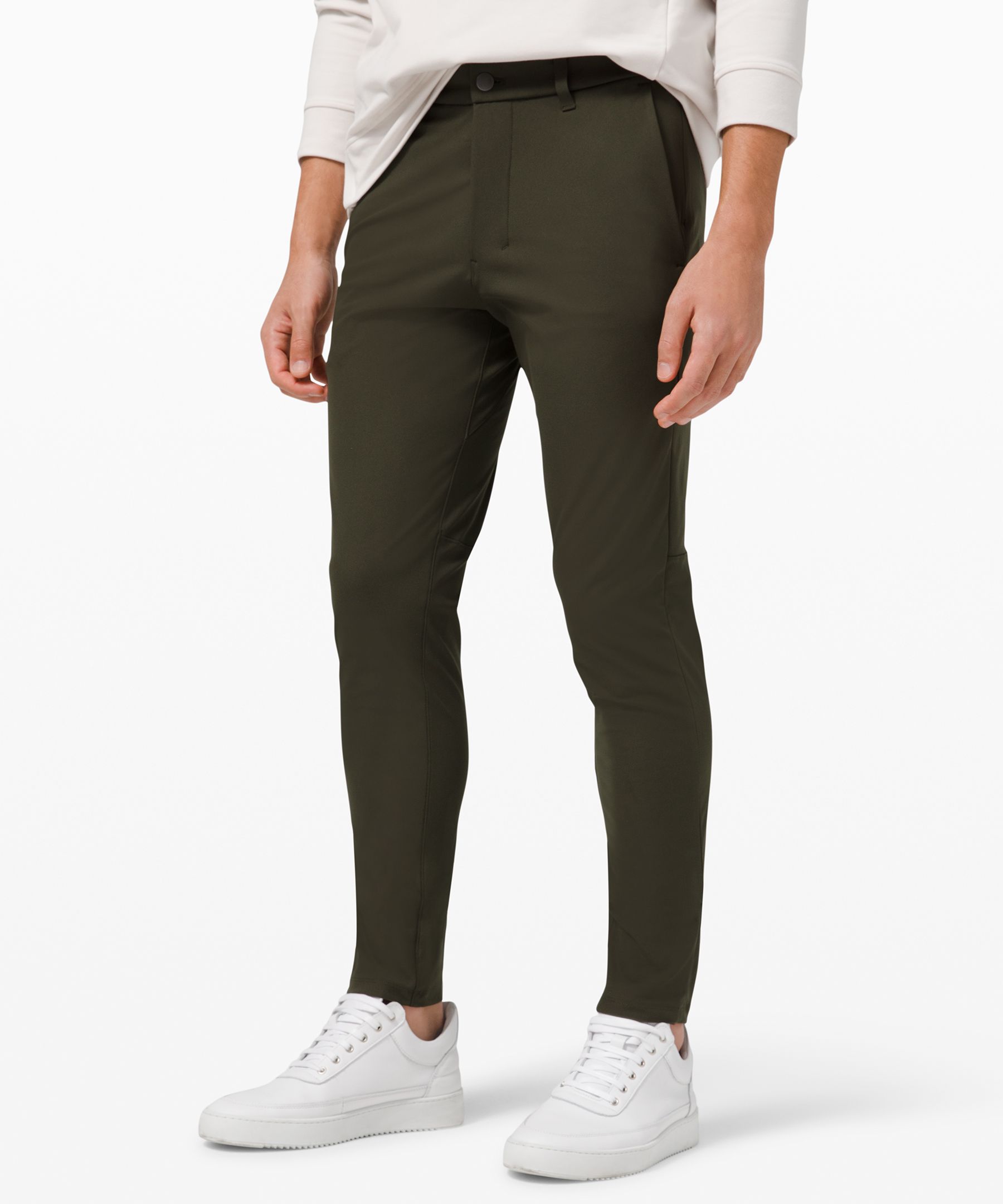 Lululemon Commission Skinny-fit Pants 32 Warpstreme In Dark Olive