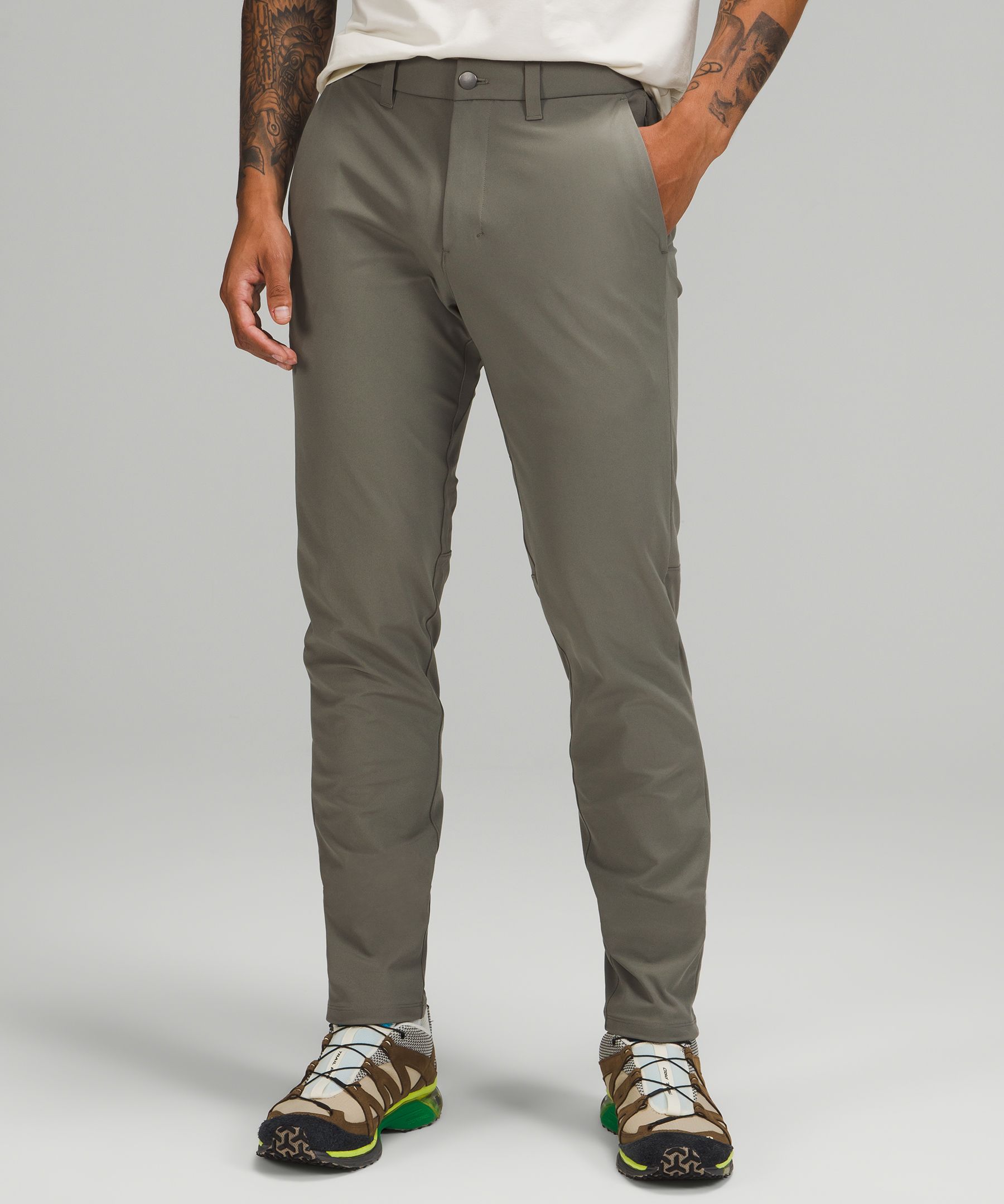 Lululemon Commission Slim-fit Pants 34" Warpstreme In Grey Sage