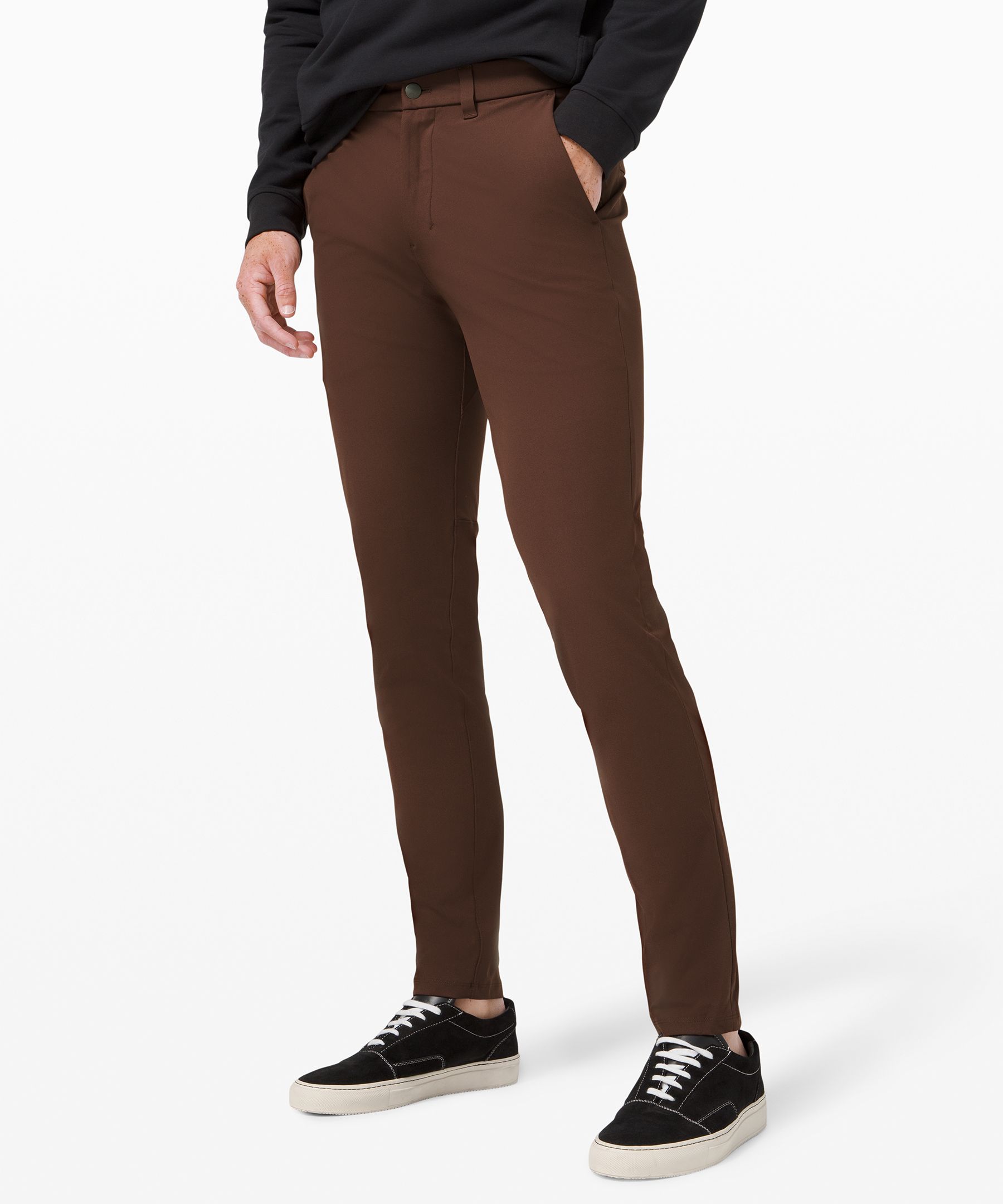 Lululemon Commission Pant Slim *online Only Warpstreme 34" In Brown