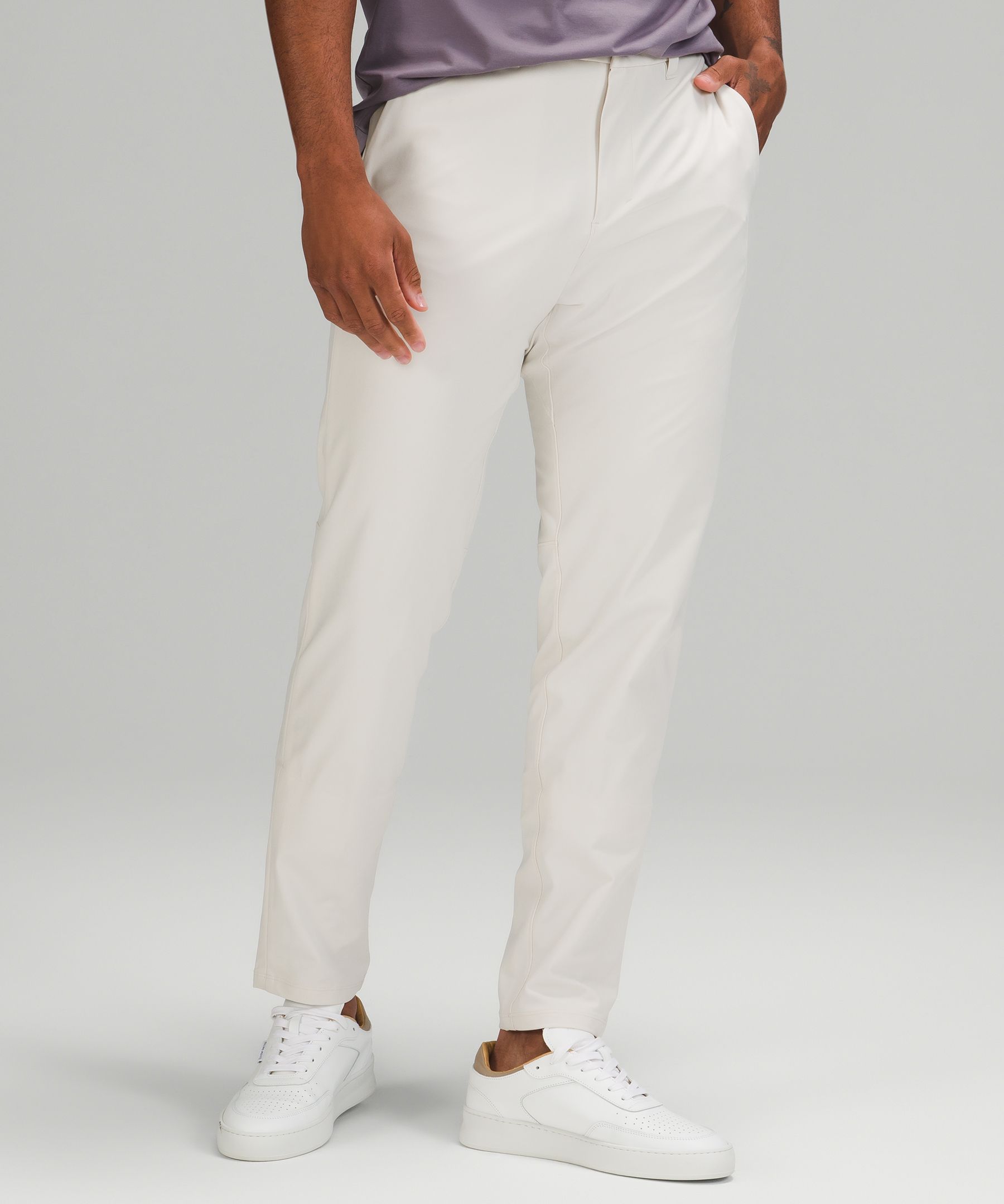 Lululemon Commission Slim-fit Pants 34" Warpstreme In White Opal