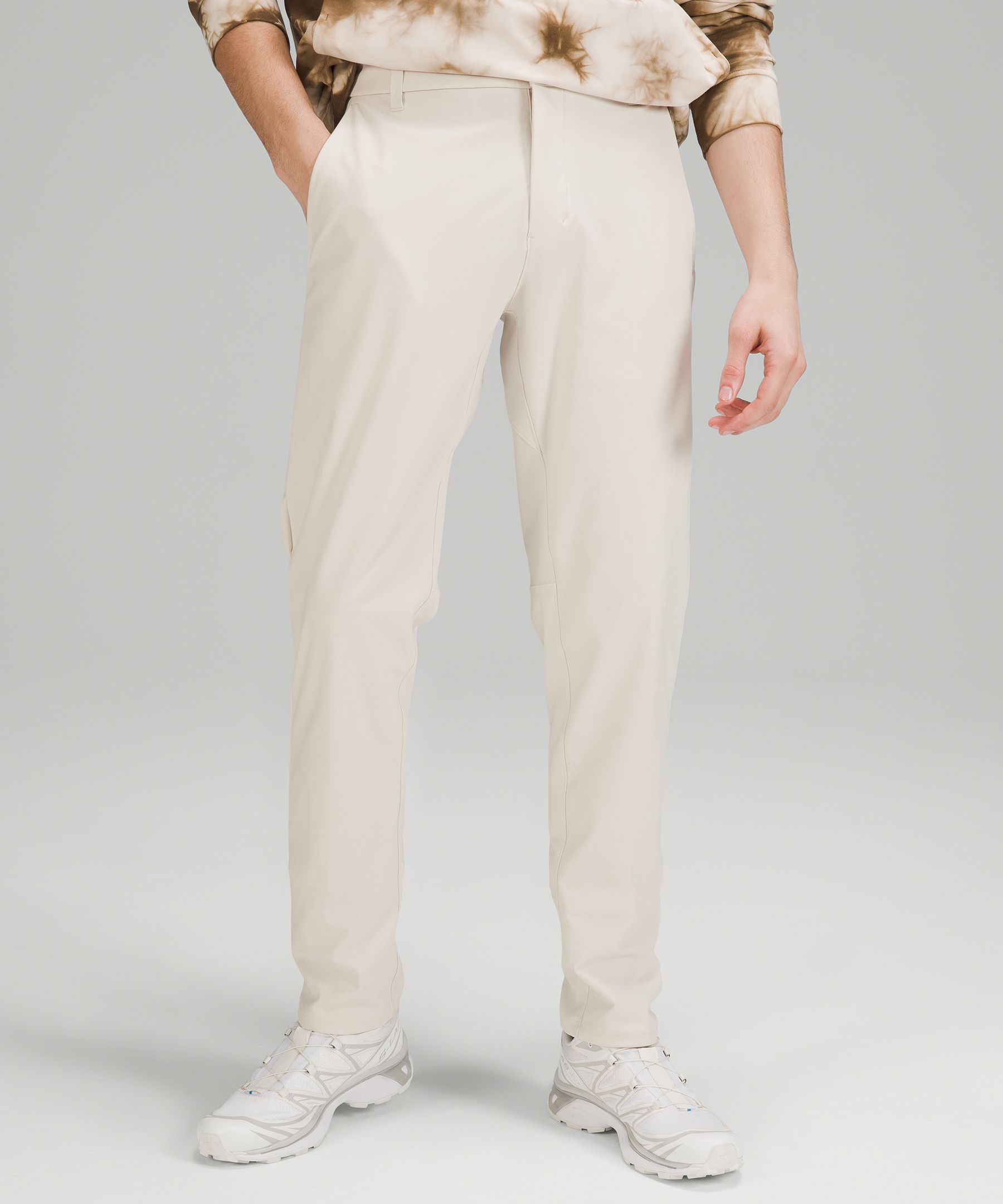 Lululemon Commission Classic-fit Pants 34" Warpstreme In White Opal