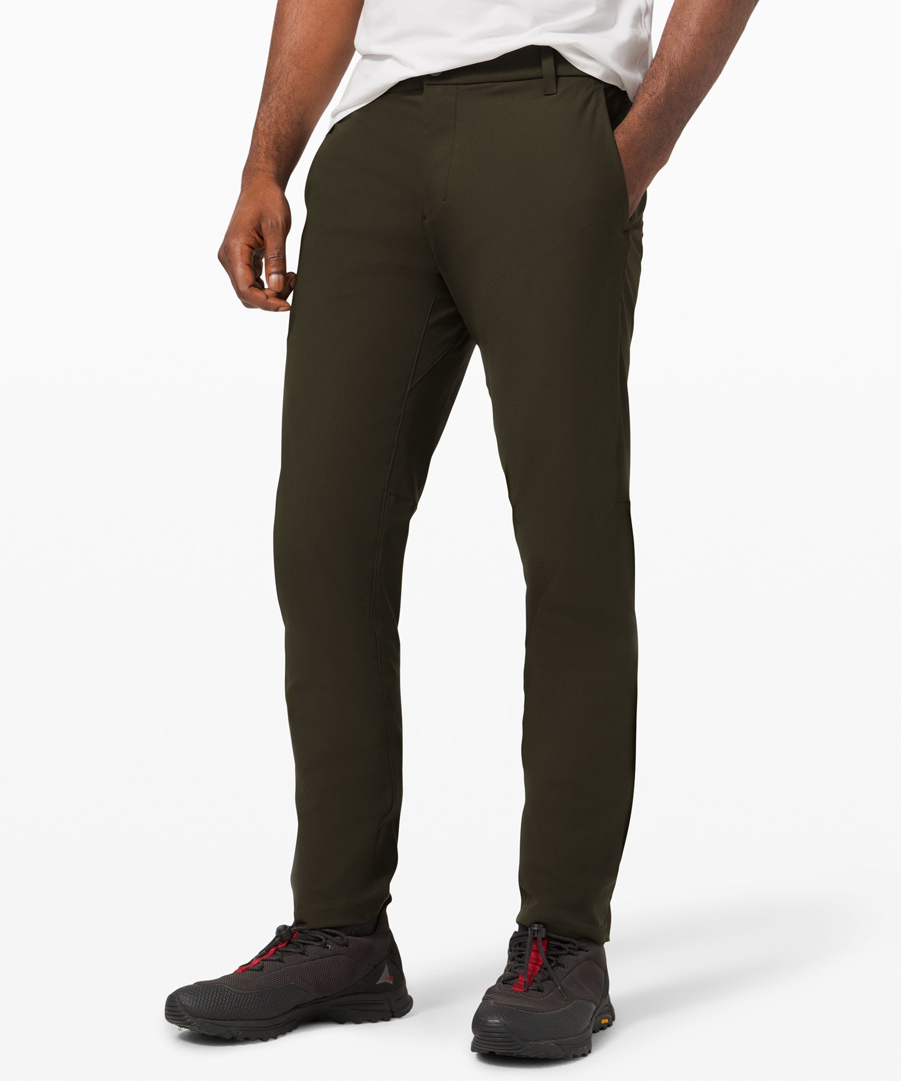 Lululemon Commission Classic-fit Pants 30" Warpstreme In Dark Olive