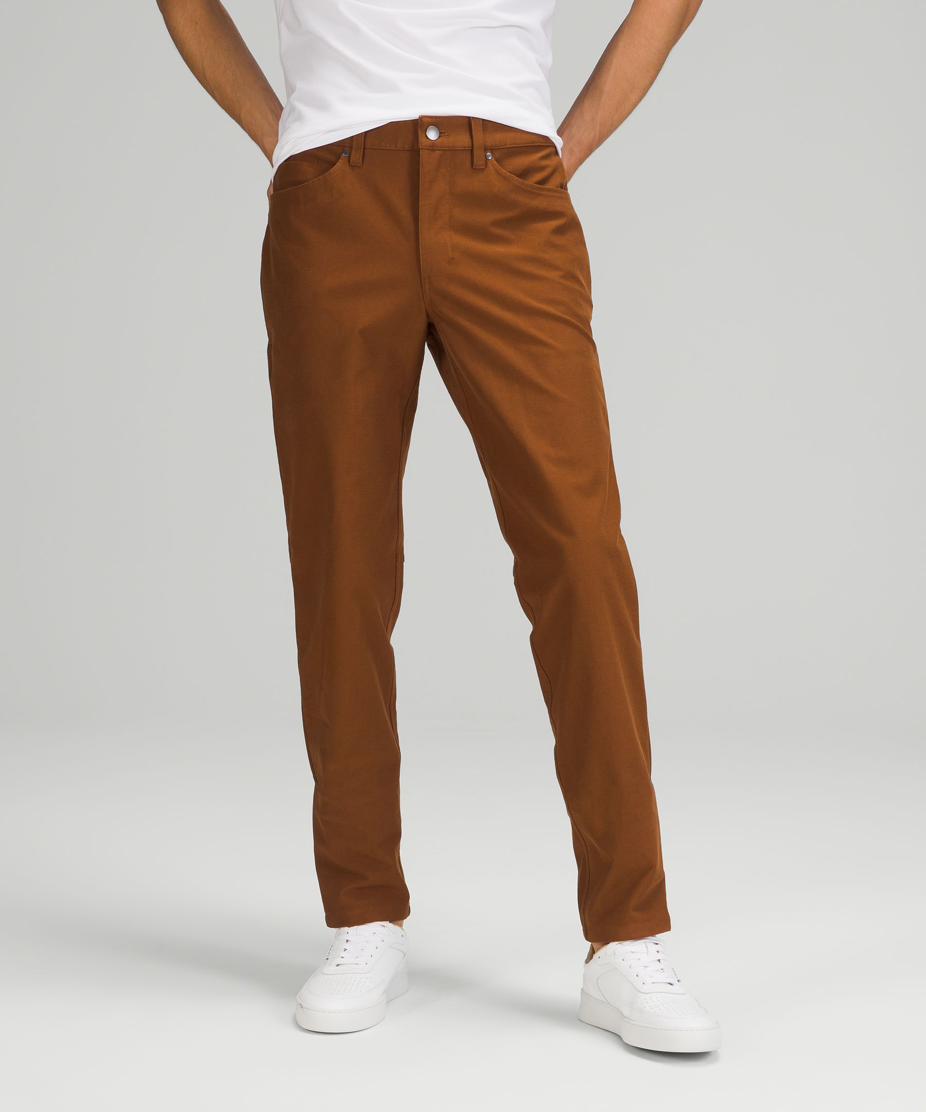 Lululemon Abc Slim-fit Pants 32" Utilitech In Copper Brown