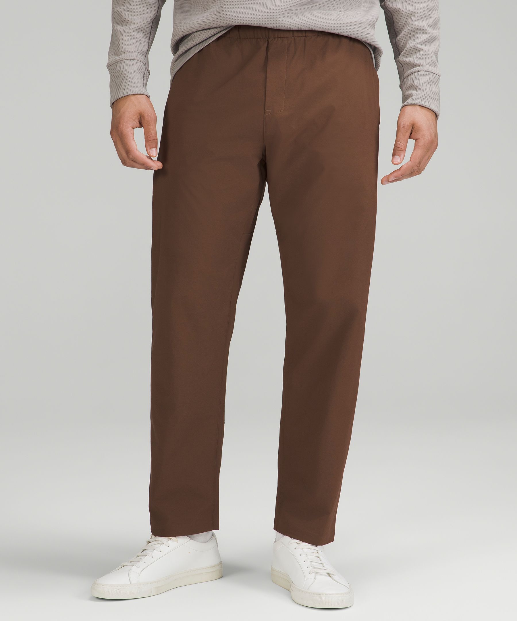 Layered woven and stretch-jersey straight-leg pants