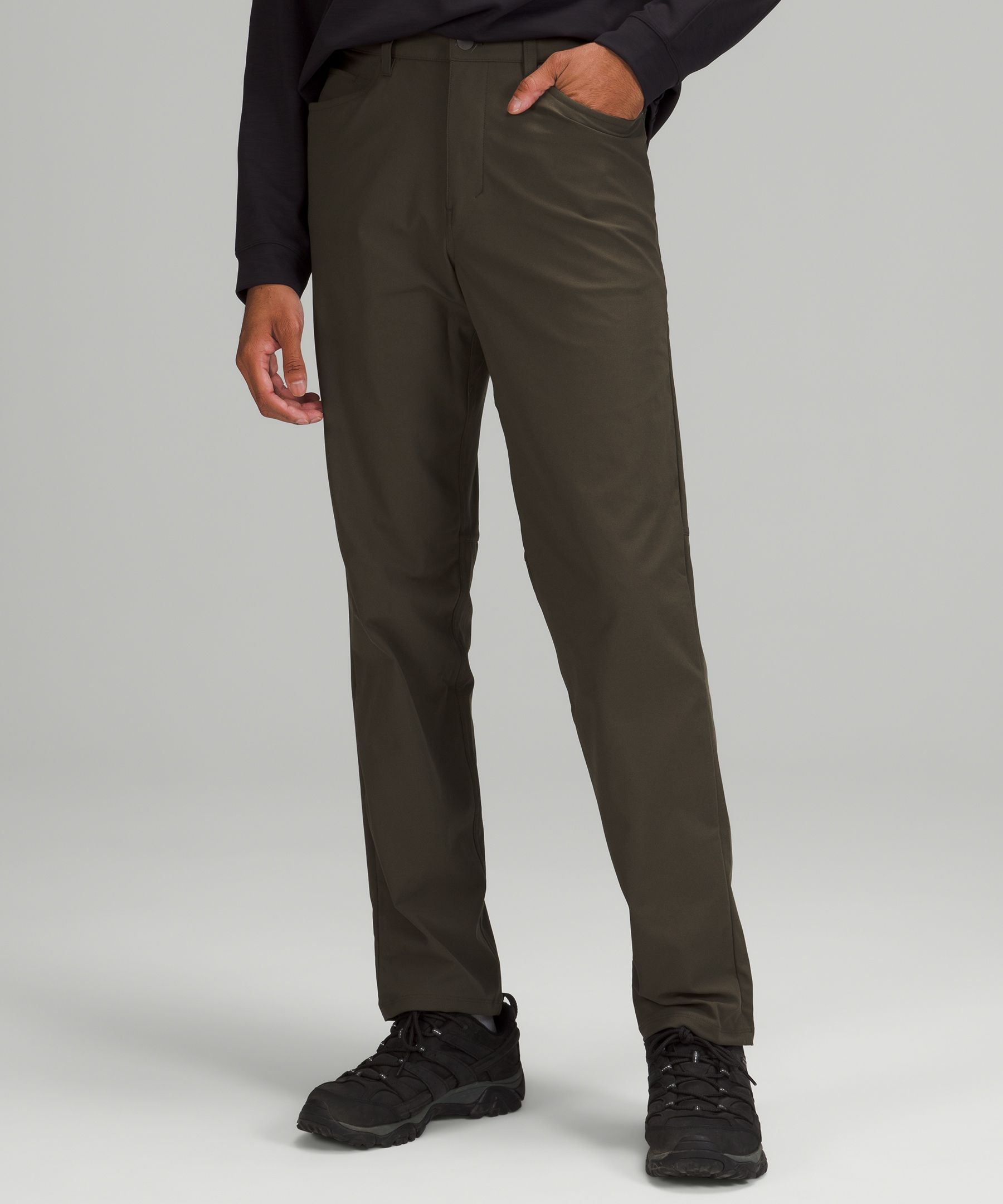 Lululemon Abc Relaxed-fit Pants 34" Warpstreme In Dark Olive