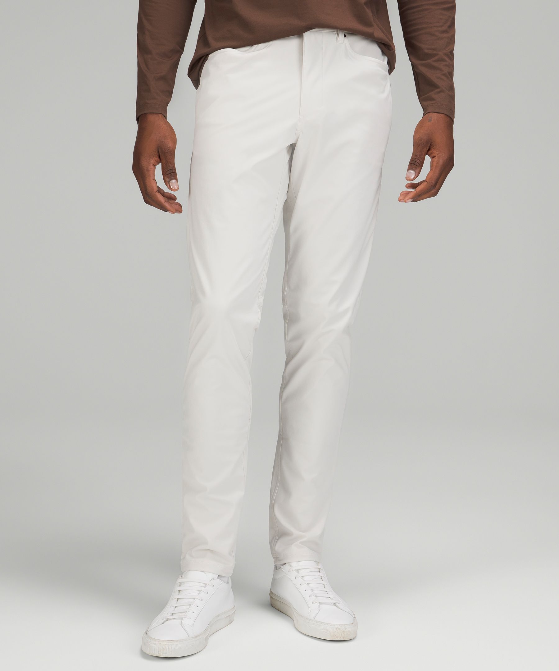 Mens slim white sales pants