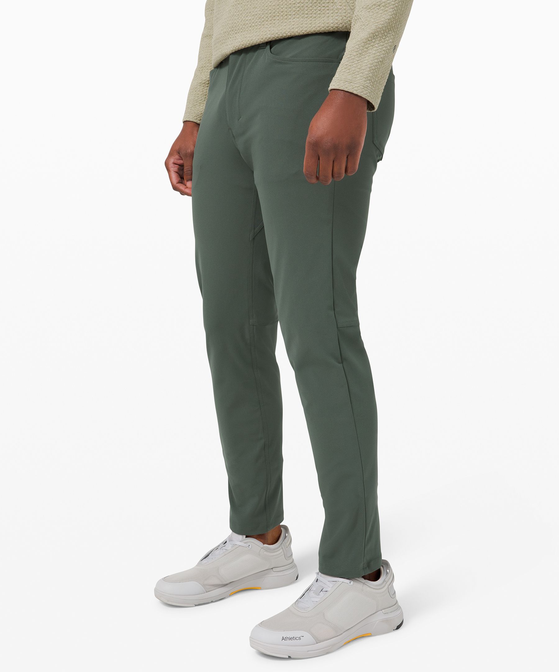 Lululemon Abc Slim-fit Pants 32 Warpstreme In Smoked Spruce