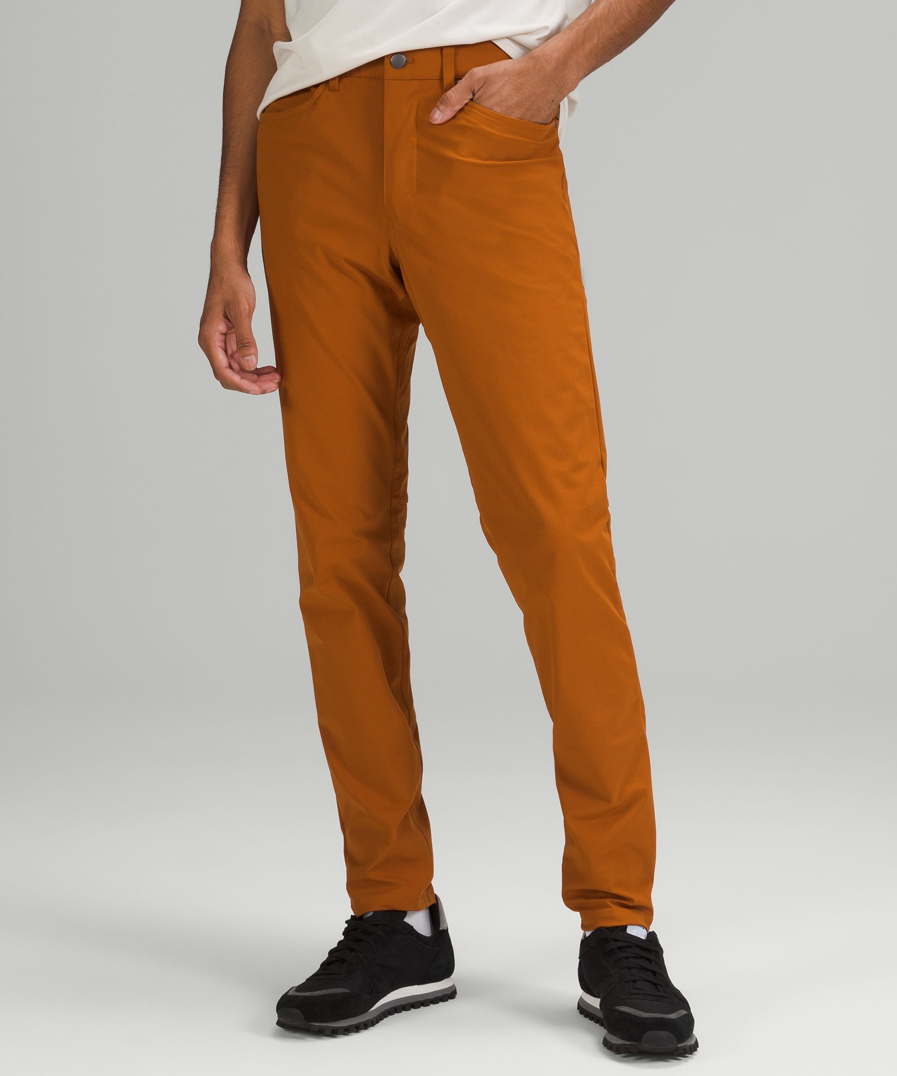 Lululemon Abc Slim-fit Pants 34" Warpstreme In Orange