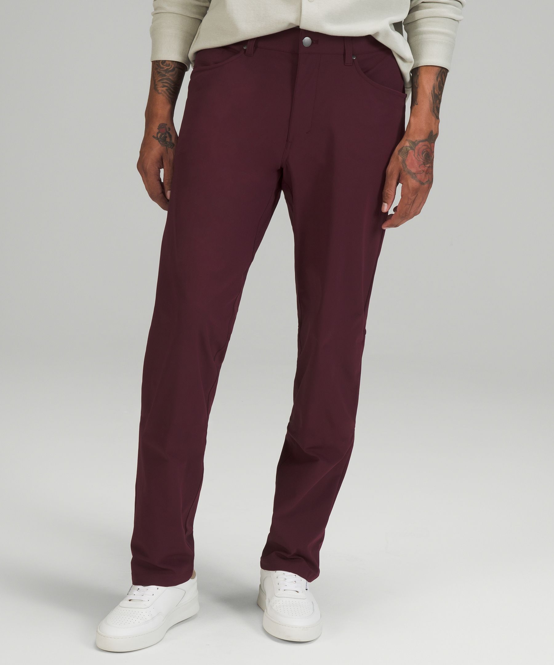 Lululemon Abc Classic-fit Pants 32" Warpstreme In Burgundy