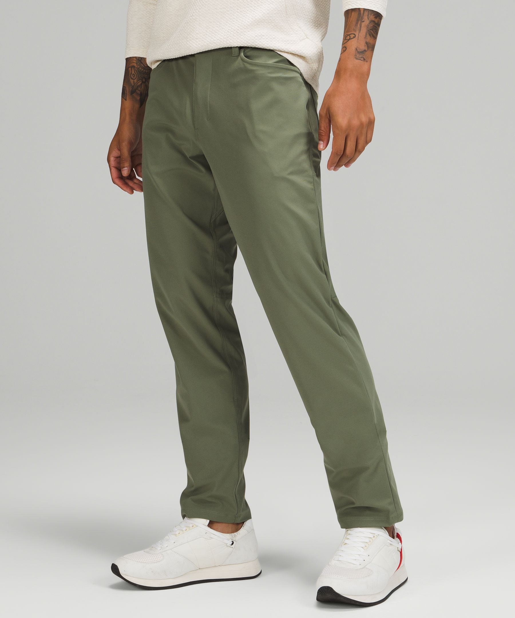 Lululemon Abc Classic-fit Pants 32" Warpstreme In Green Twill