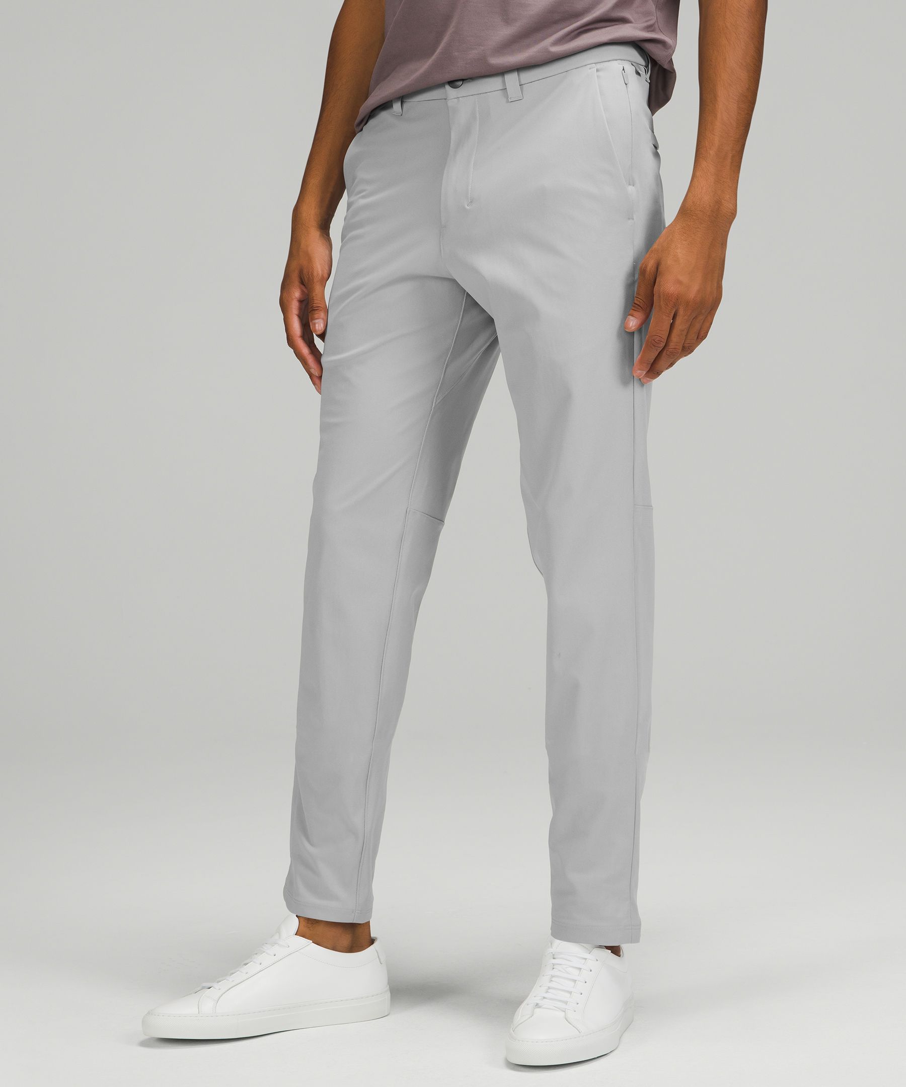 Lululemon Commission Slim-fit Pants 28" Warpstreme In Silver Drop