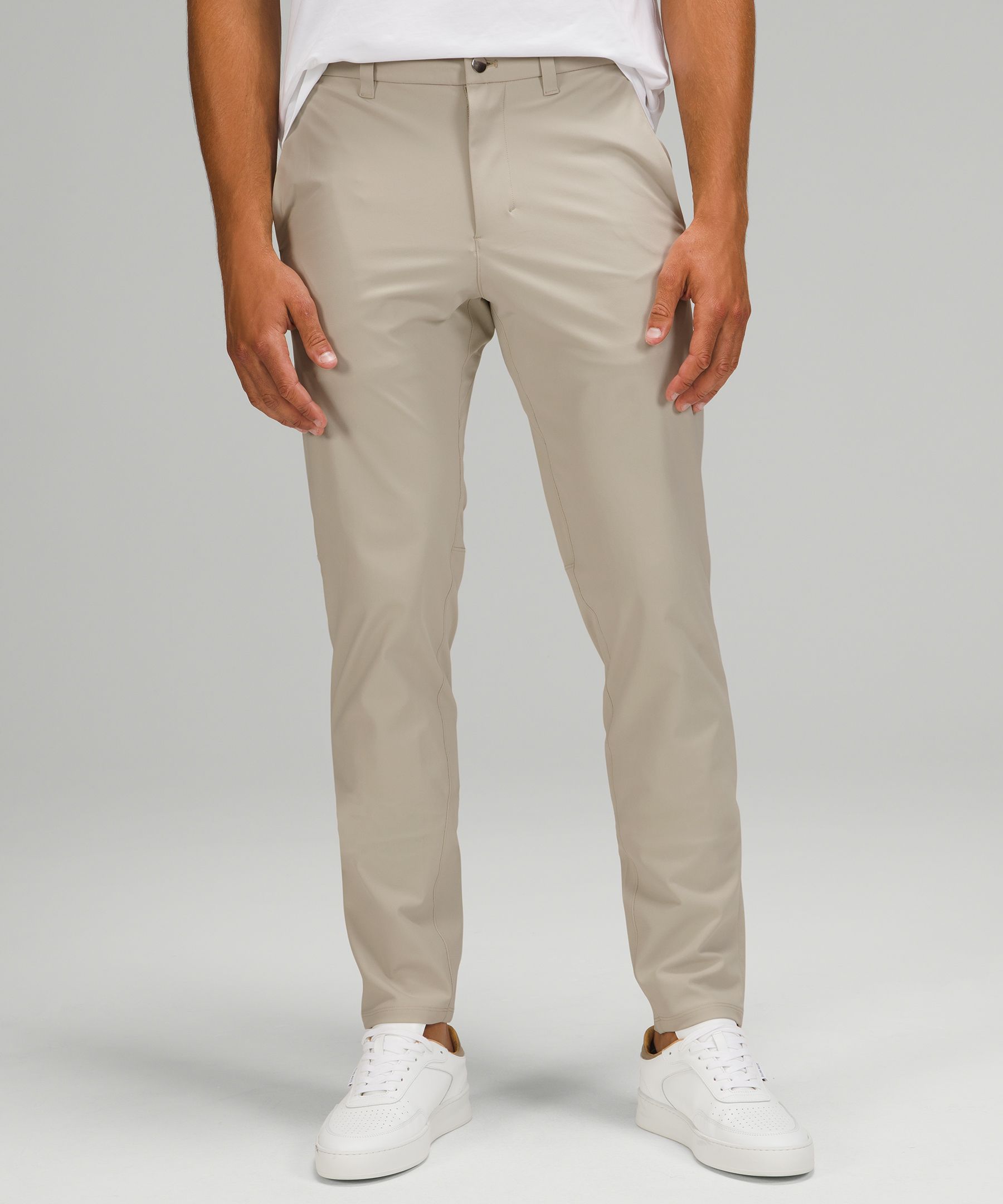 Lululemon Commission Slim-fit Pants 28" Warpstreme In Silverstone