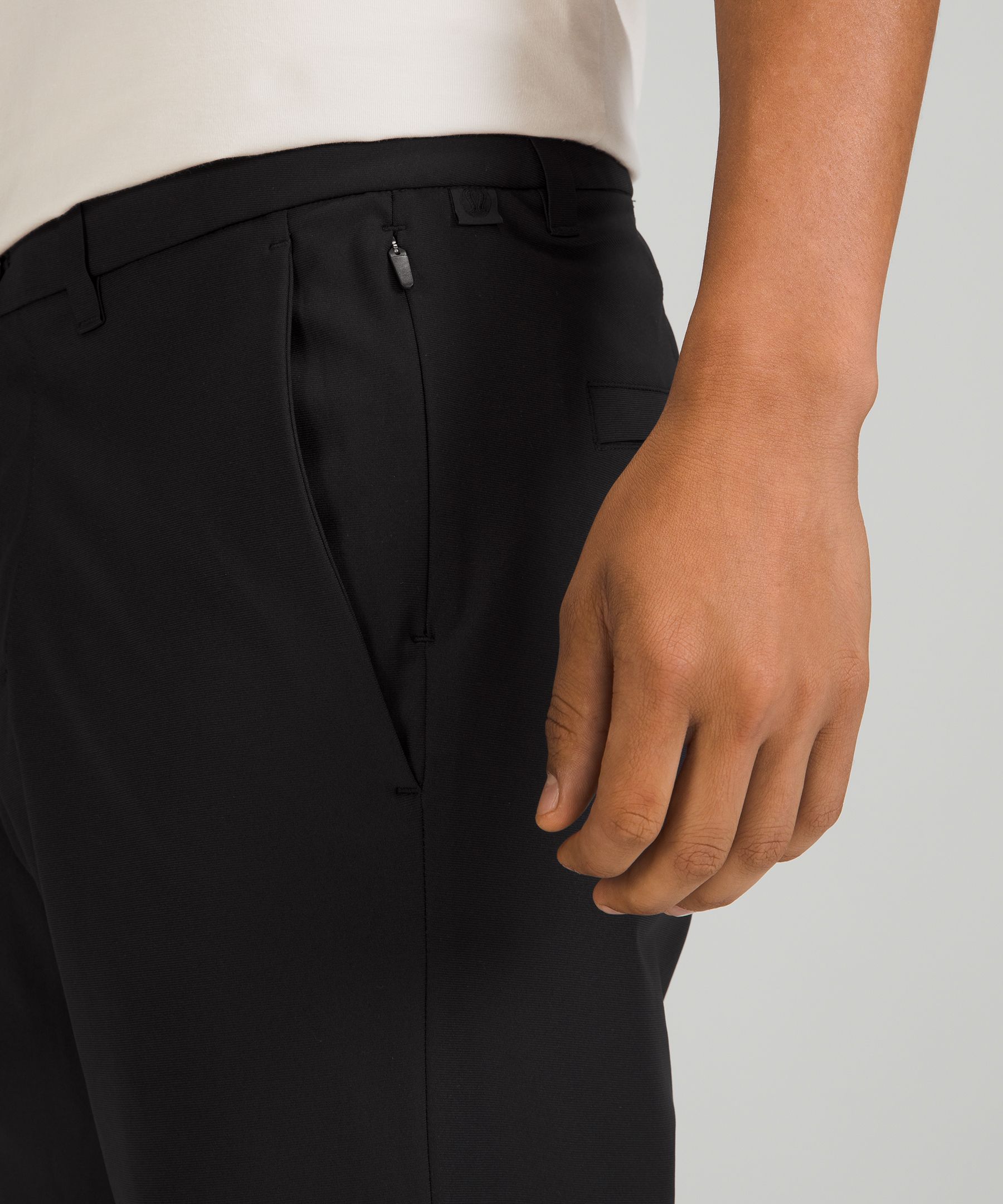 Shop Lululemon Commission Slim-fit Pants 34" Warpstreme In Black