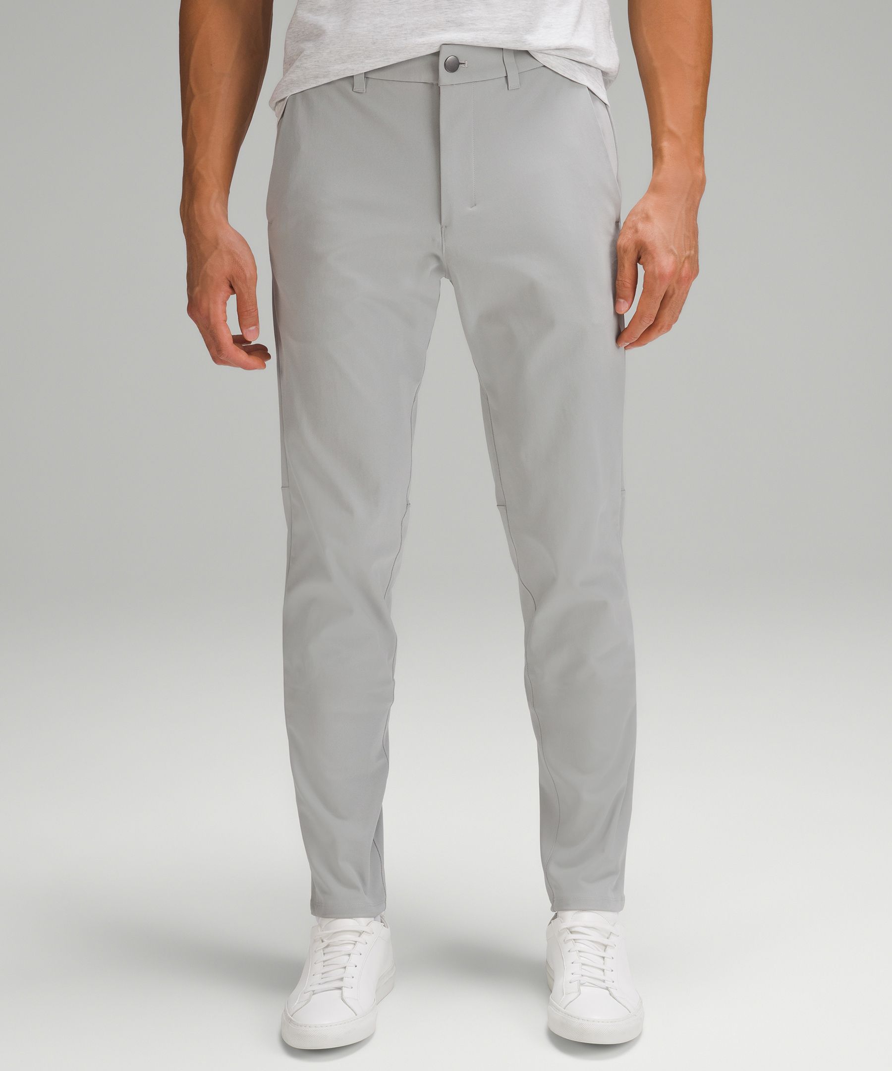 Lululemon Commission Slim-fit Pants 34" Warpstreme In Silver Drop
