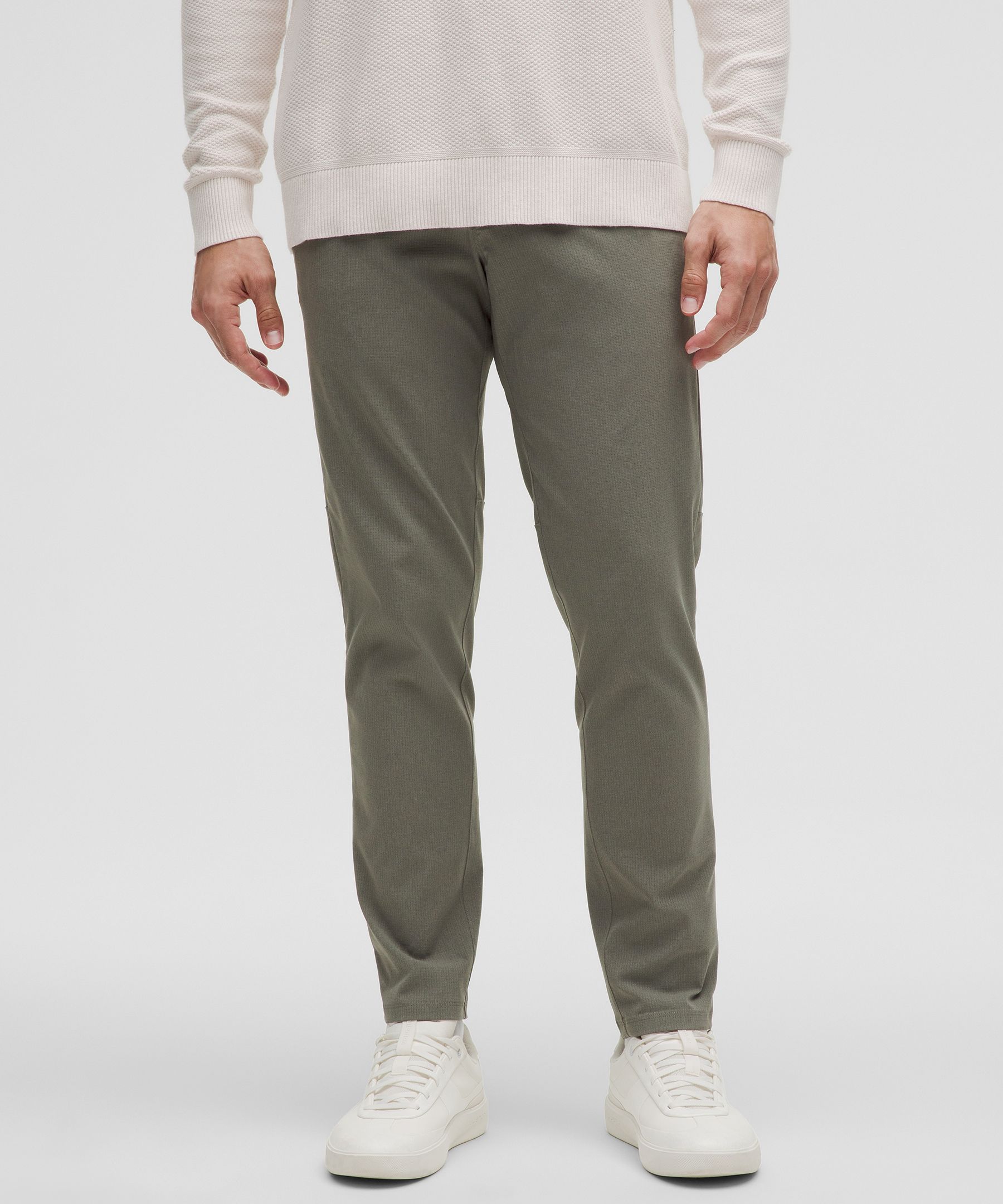 Lululemon Abc Slim-fit 5 Pocket Pants 30l Warpstreme In Grey Sage