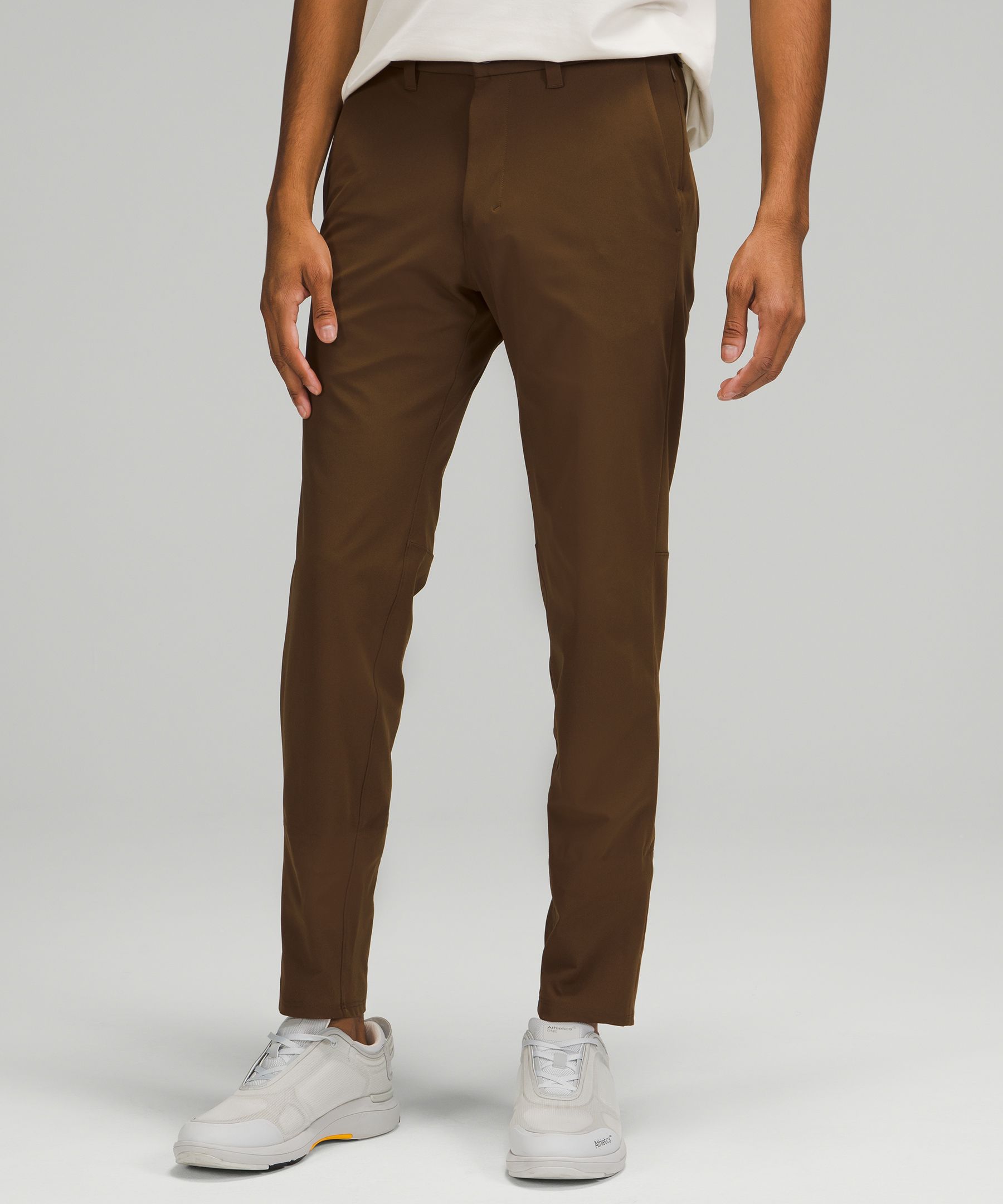 Lululemon Commission Slim-fit Pants 37" Warpstreme In Brown