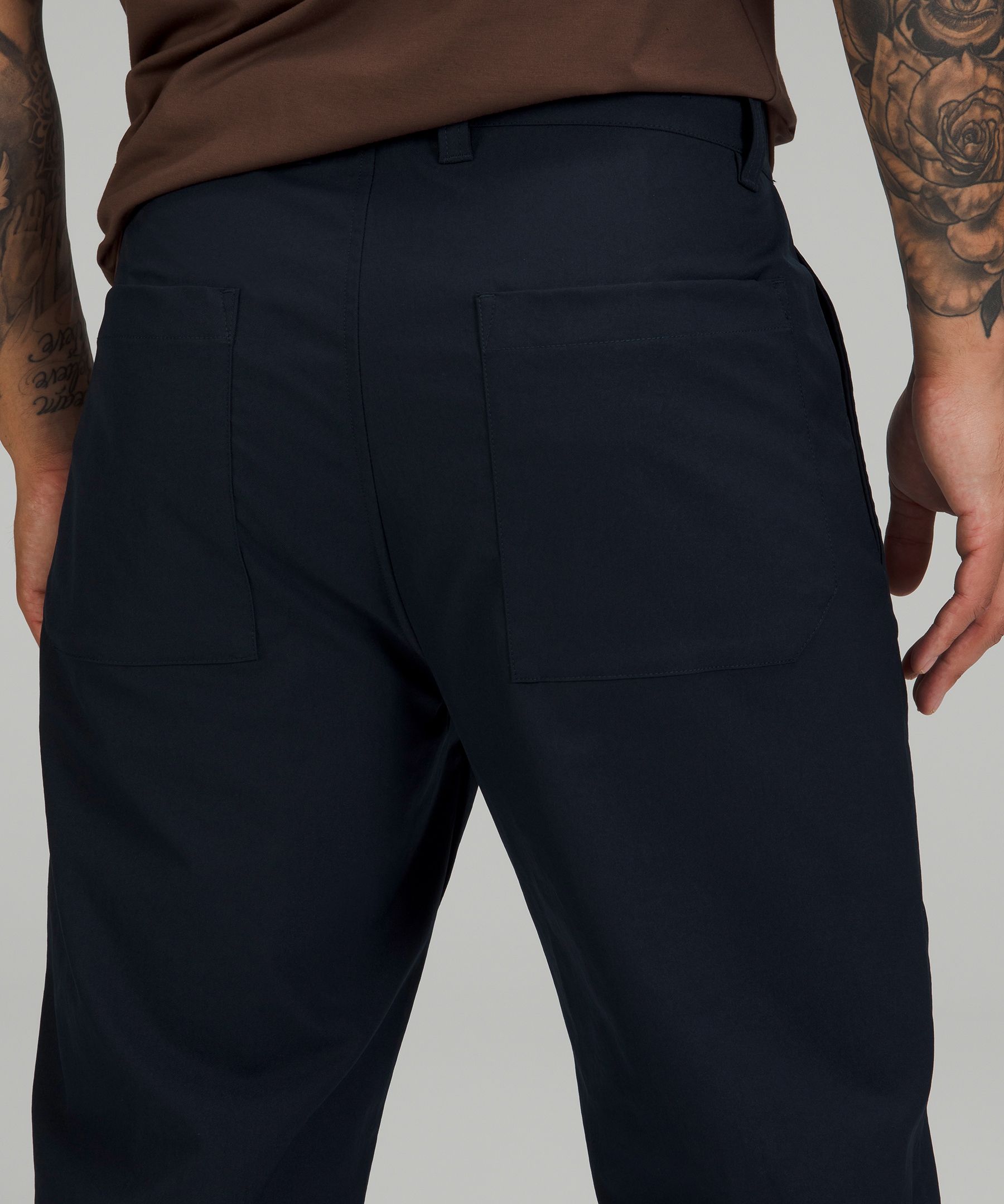 Shop Lululemon Relaxed-tapered Smooth Twill Trousers Cropped