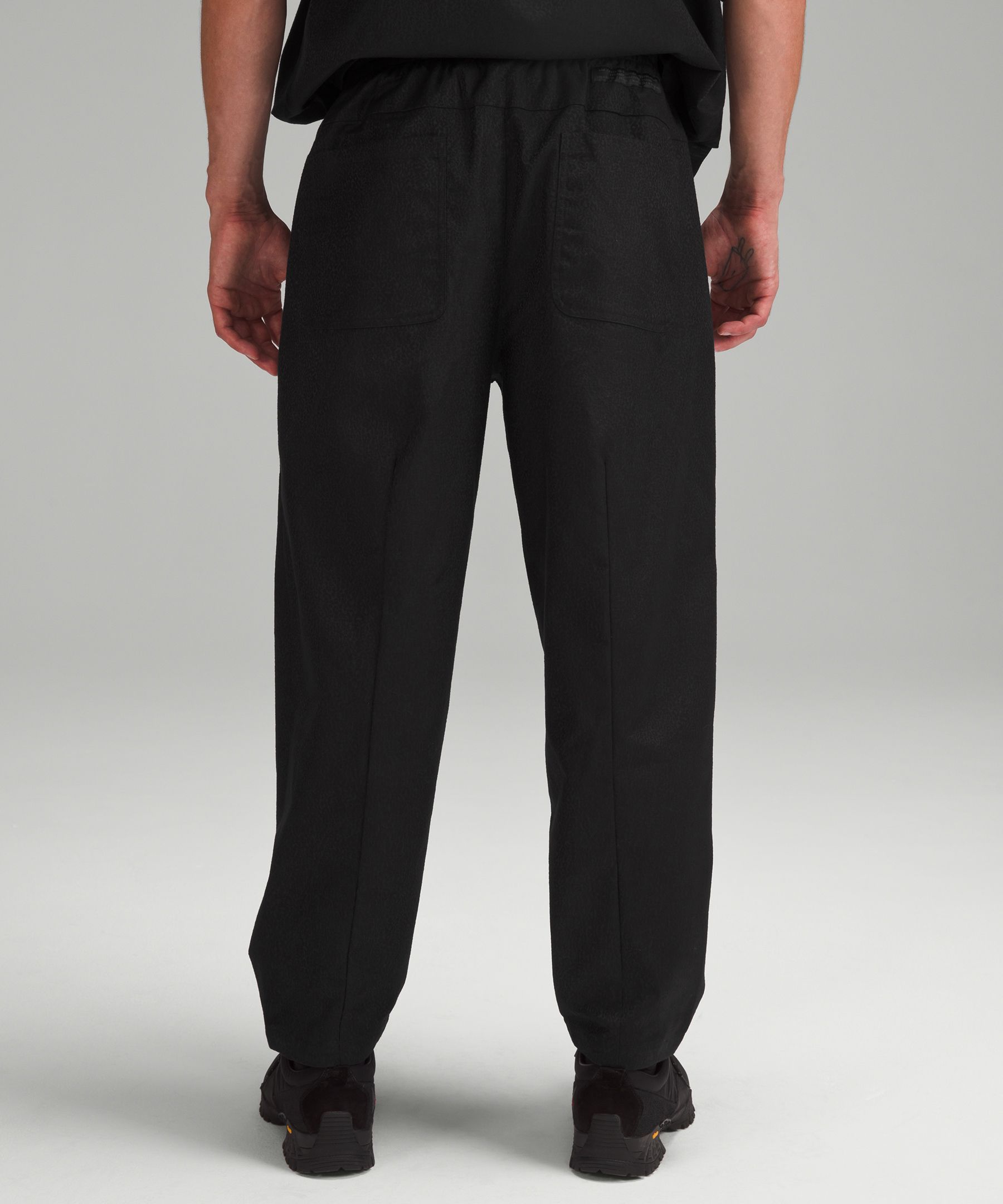 Lululemon Mixed Fabric Relaxed-Fit Tapered High-Rise Pant - Black - lulu  fanatics