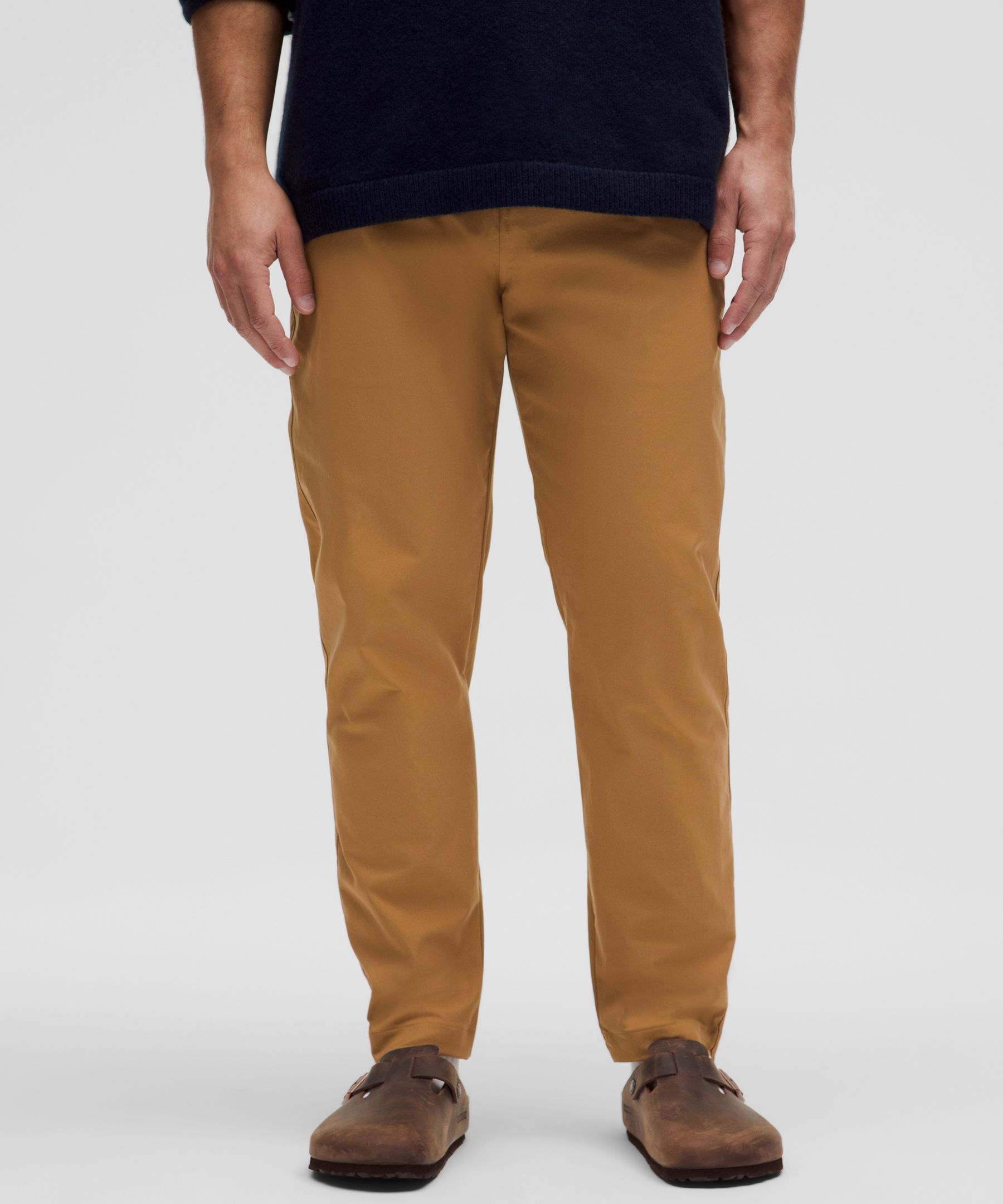 Slim-Tapered Smooth Twill Trouser Cropped - Khaki,Neutral