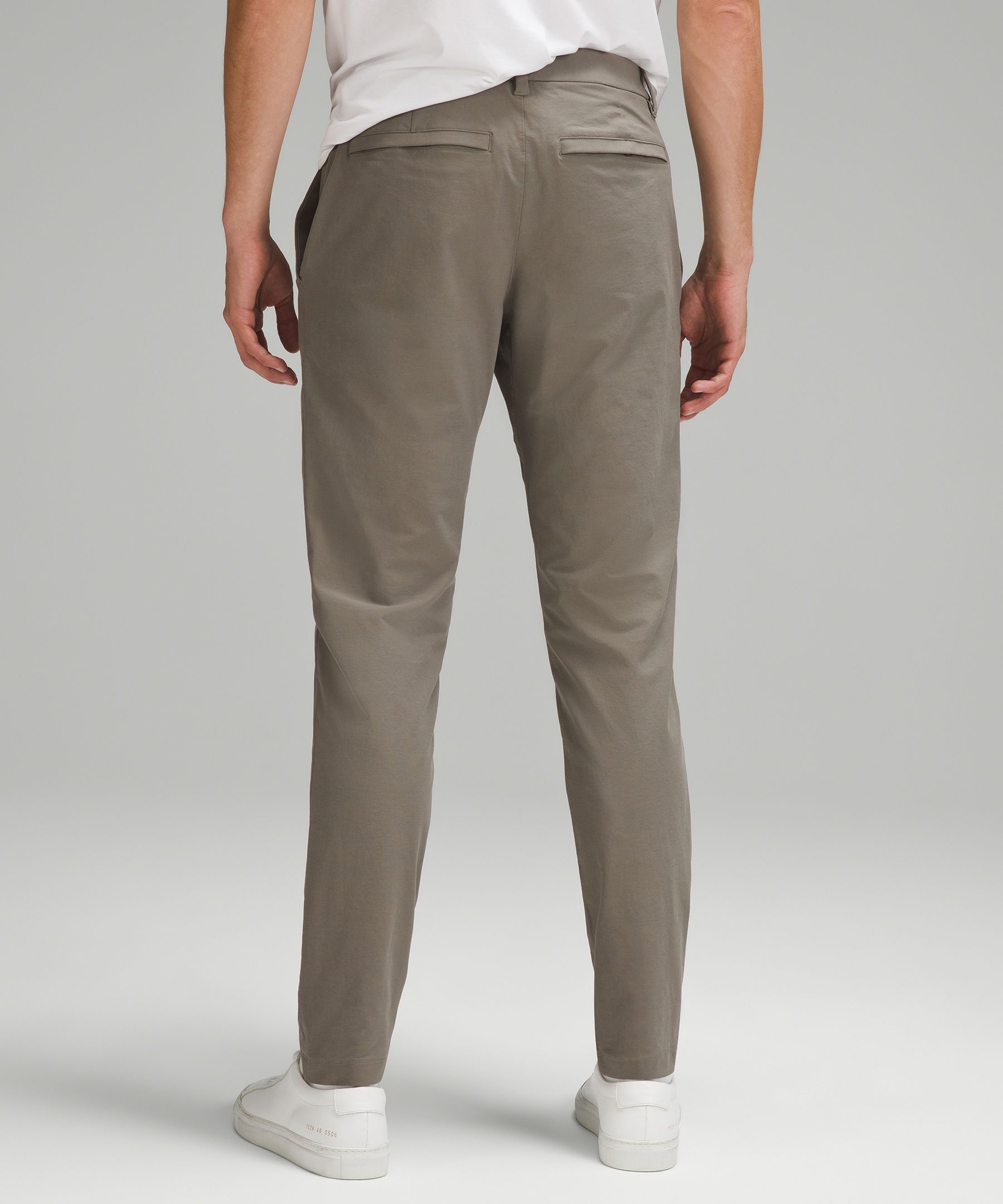Shop Lululemon Abc Slim-fit Trousers 34"l Stretch Cotton Versatwill