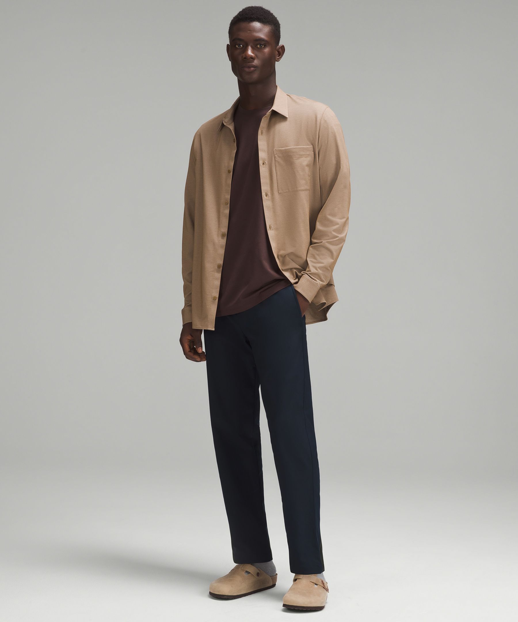 Shop Lululemon Relaxed-tapered Smooth Twill Trousers