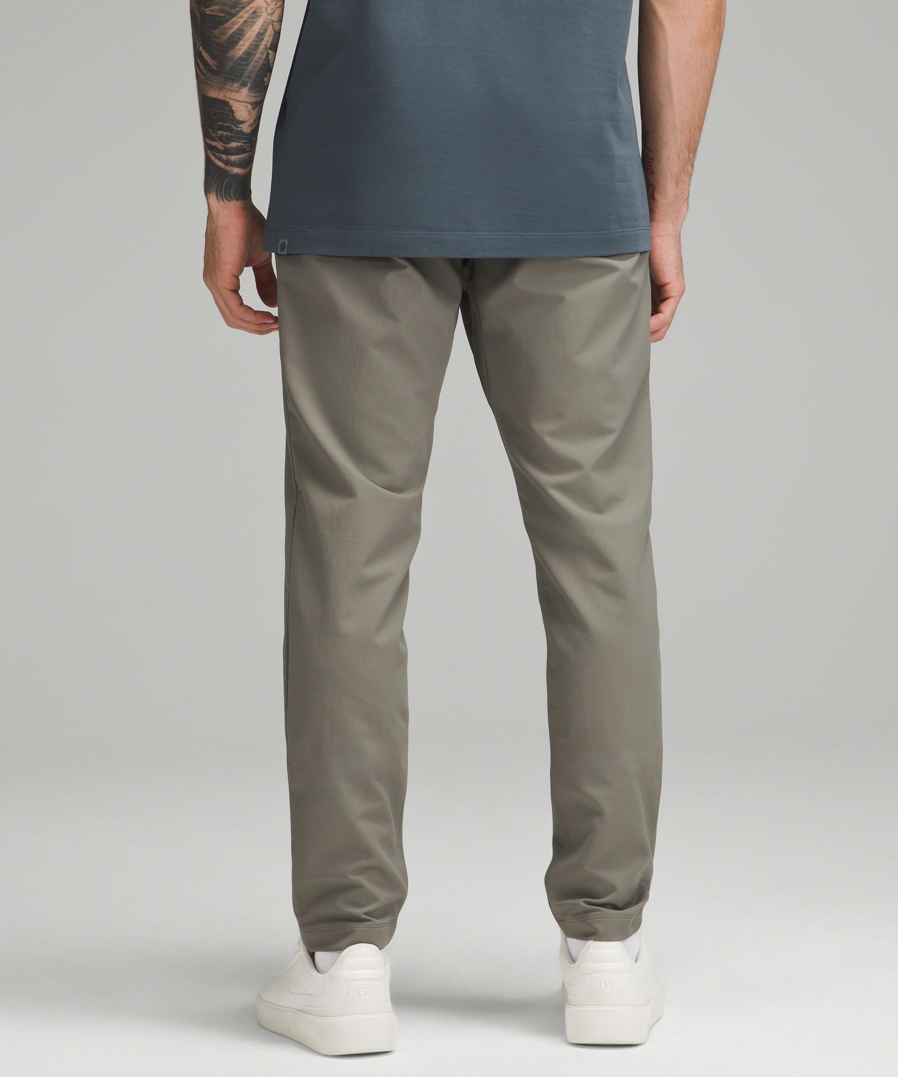 Lululemon Abc Slim-fit Trousers 34l Stretch Cotton Versatwill In Gray