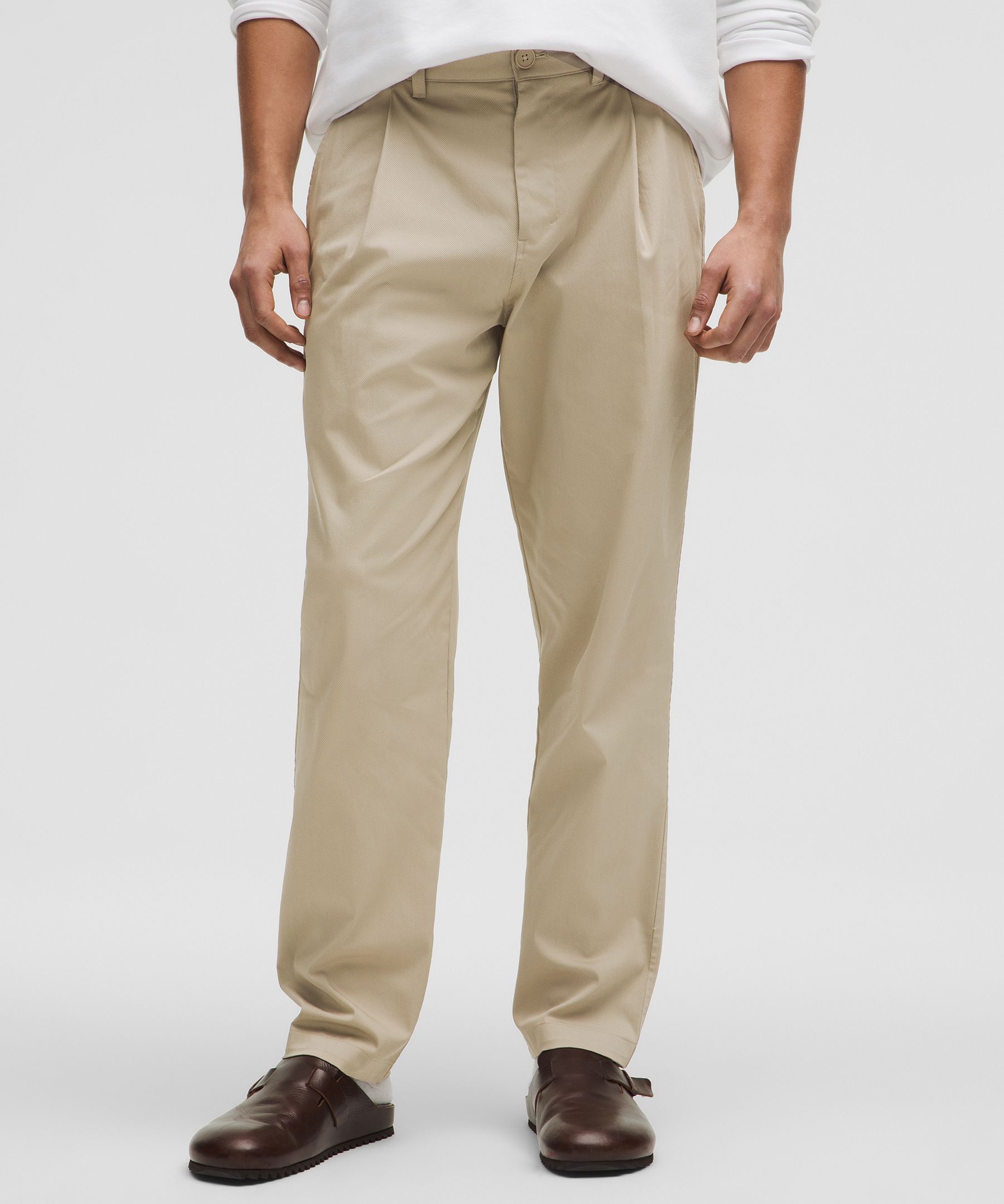 Cotton Twill Pleat-Front Trouser Regular - Brown