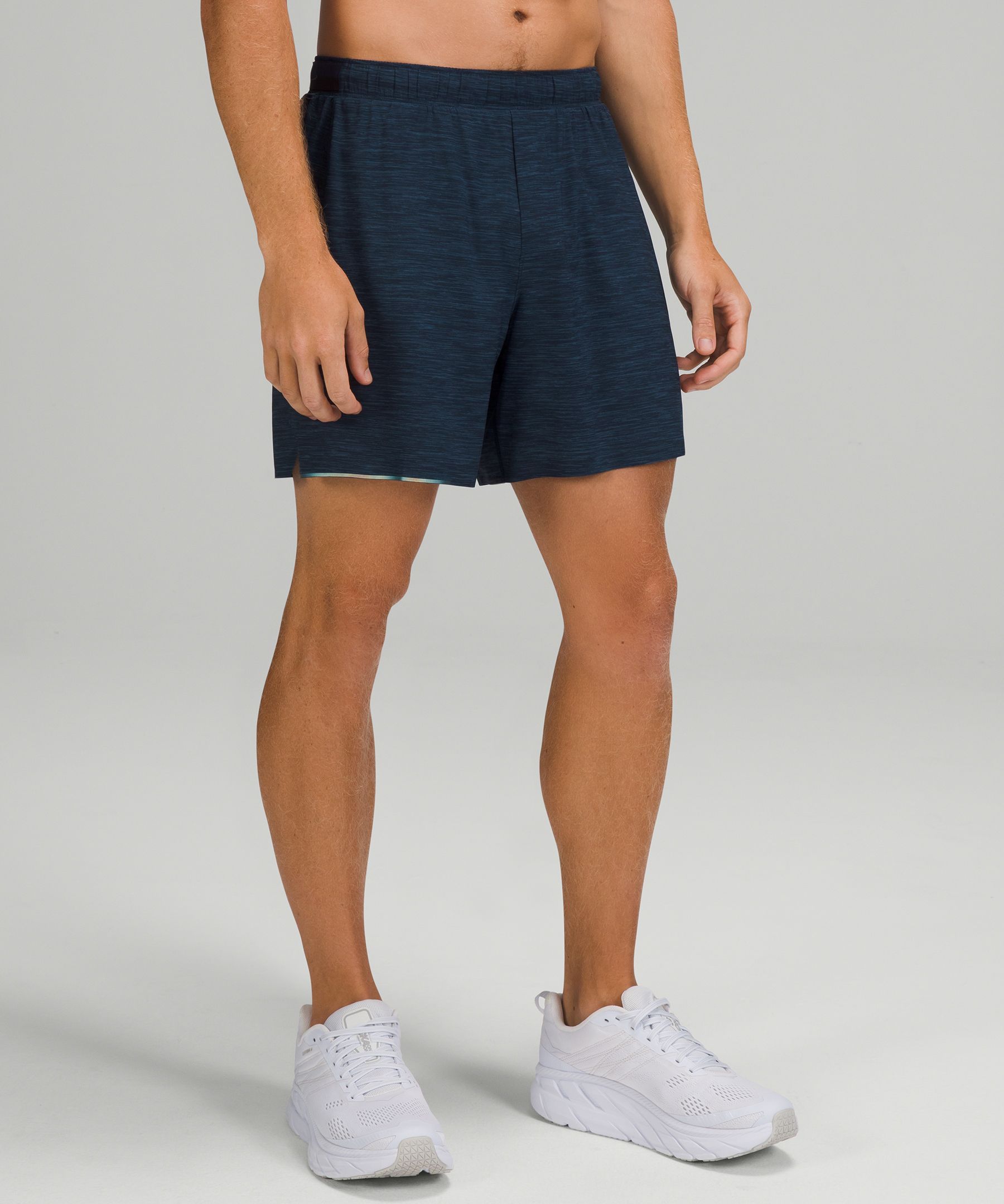 Lululemon Surge Lined Shorts 6" In Heather Allover Iron Blue True Navy