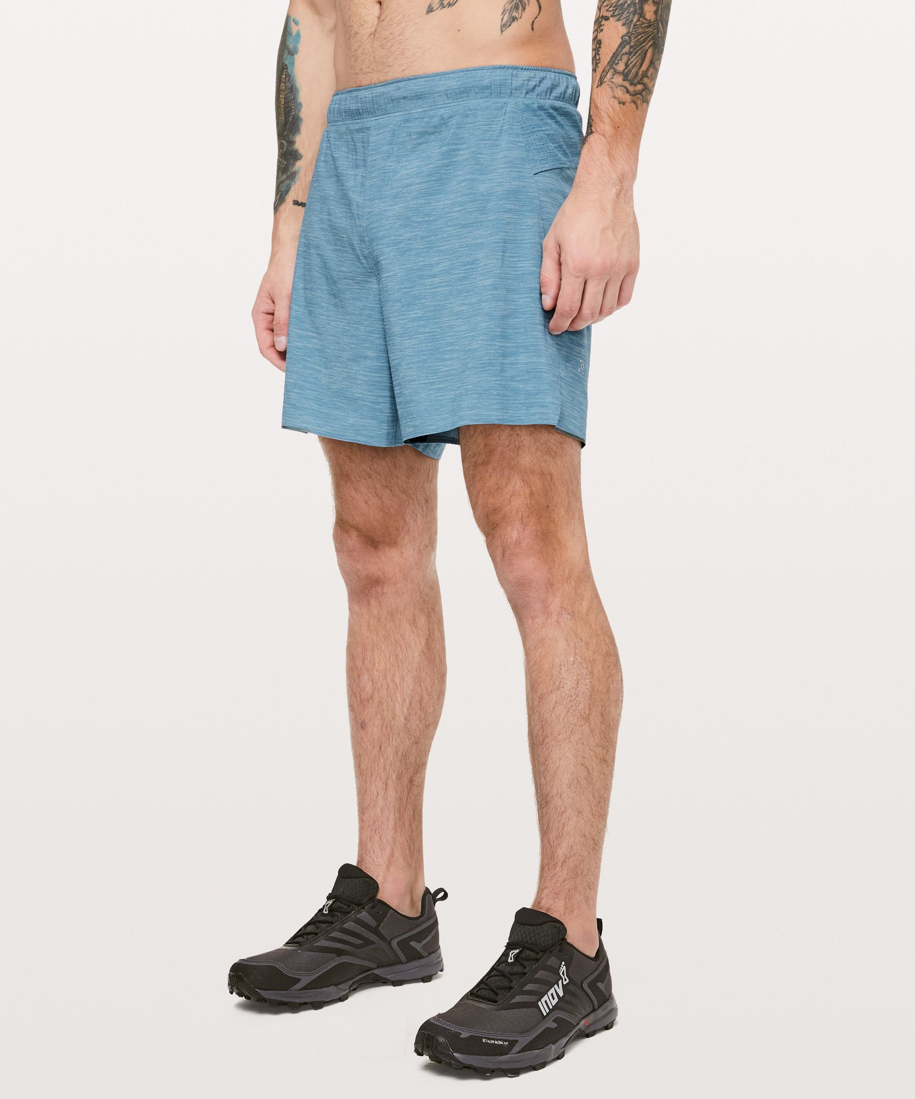 Lululemon Surge Lined Shorts 6 In Heather Allover Iron Blue True