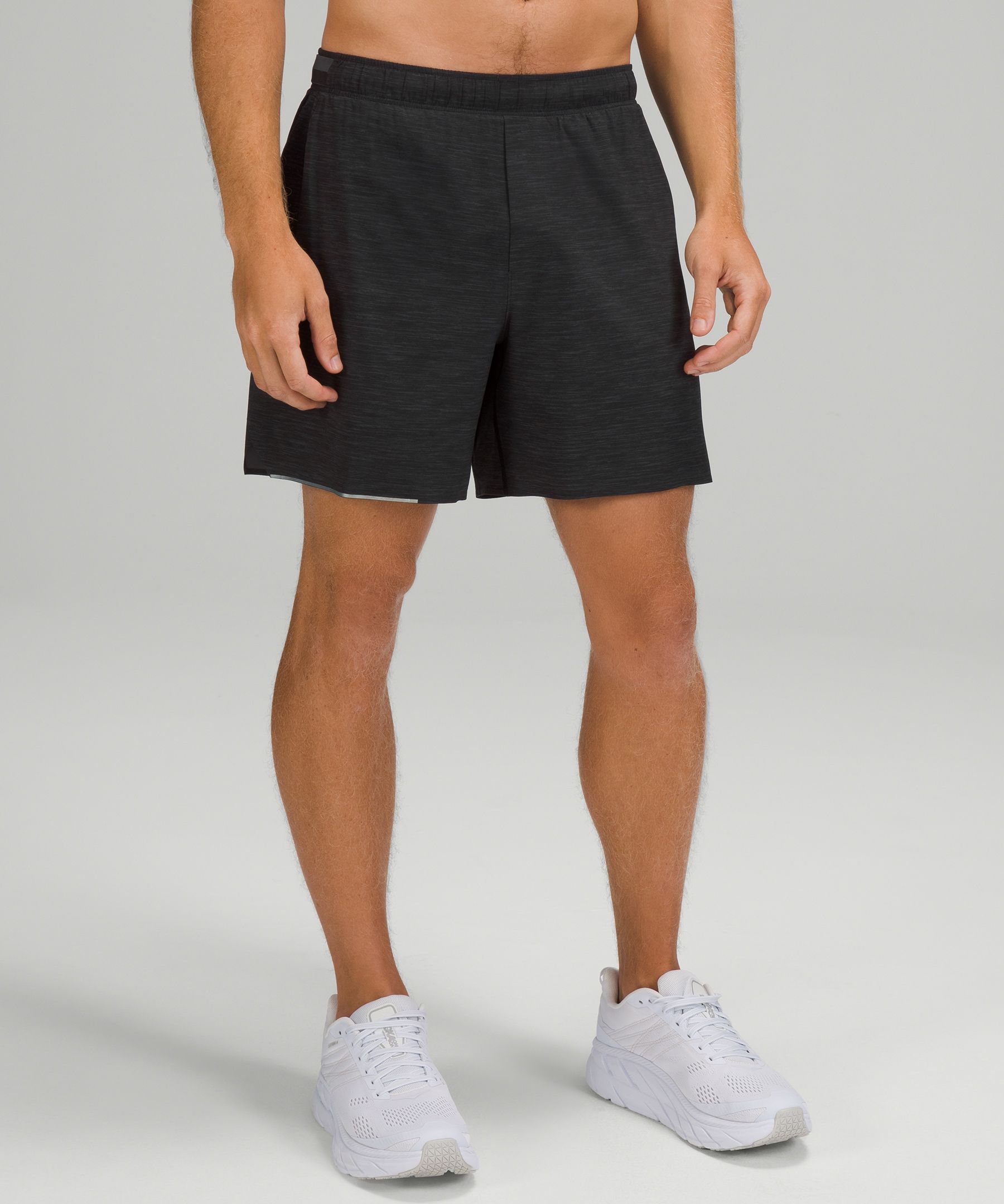 Lululemon Surge Lined Shorts 6" In Heather Allover Deep Coal Black