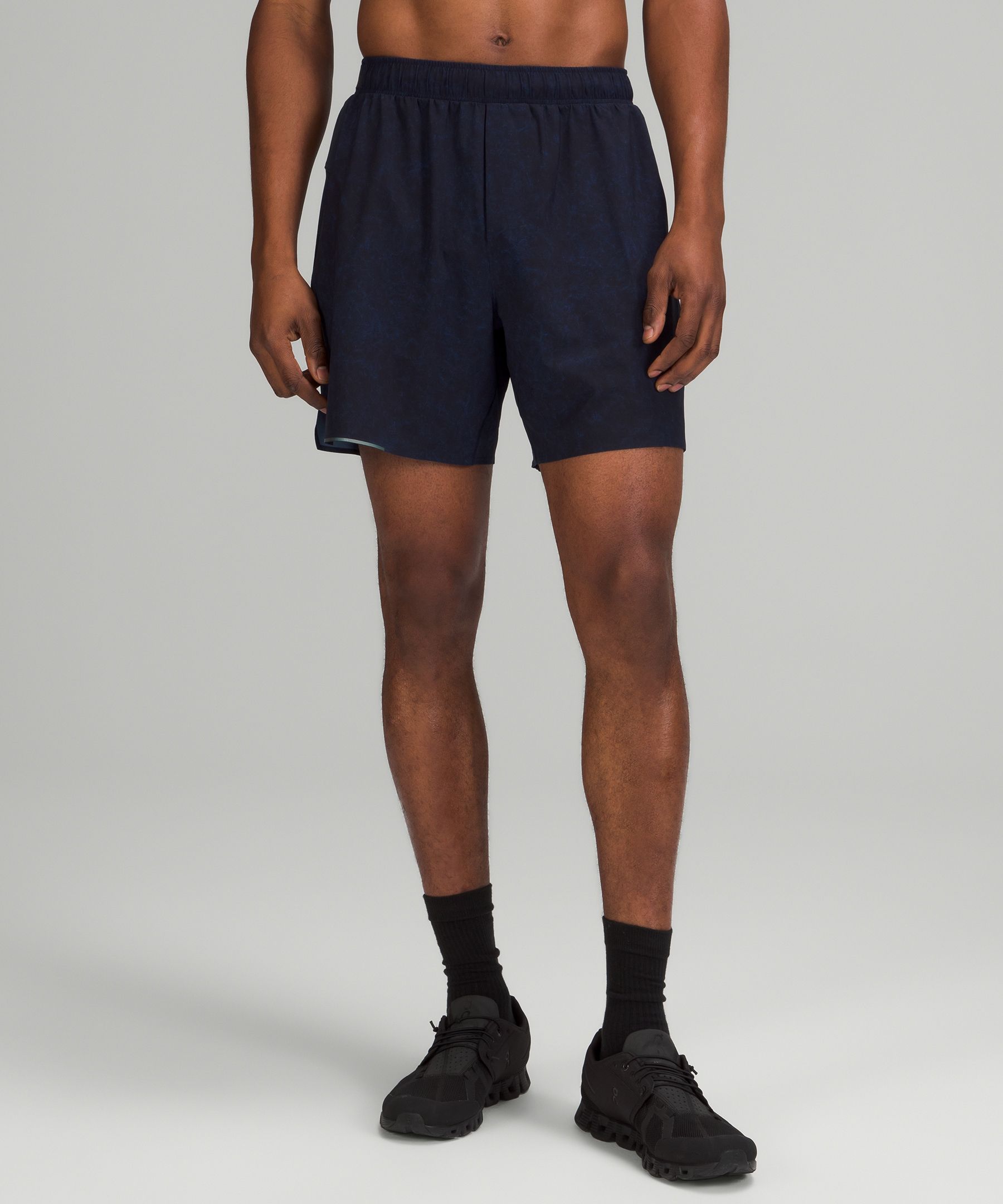 Lululemon Surge Linerless Shorts 6" In Gravel Dust True Navy