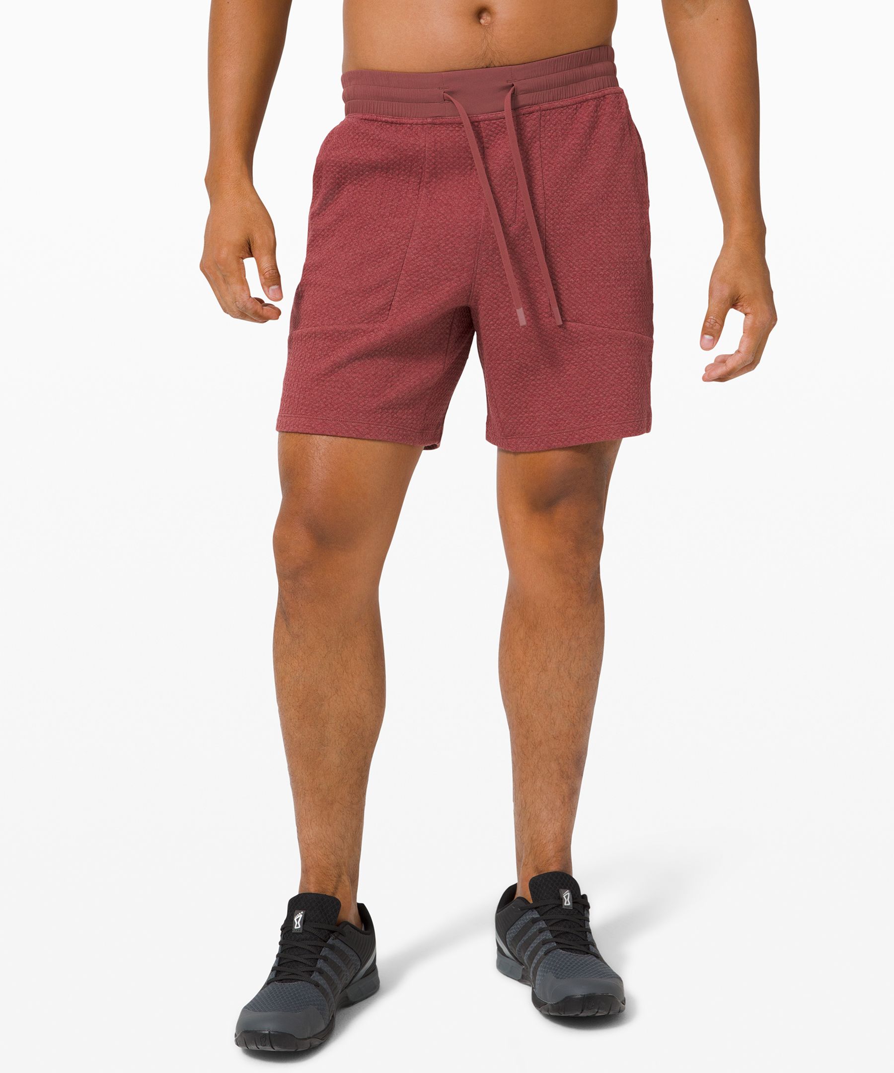 Lululemon At Ease Short 7 In Heathered Smoky Red/black