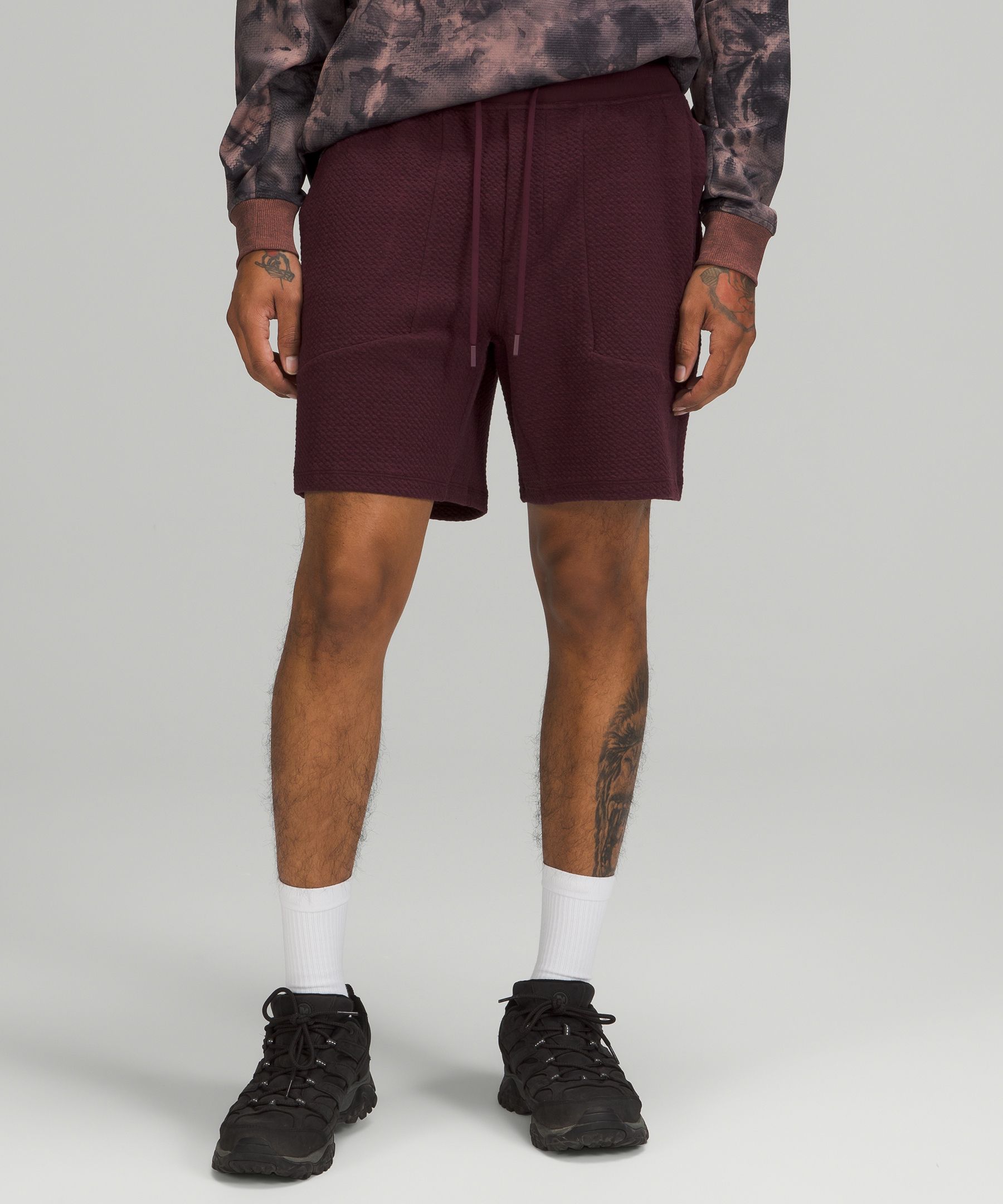 Lululemon At Ease Shorts 7" In Heathered Cassis/black