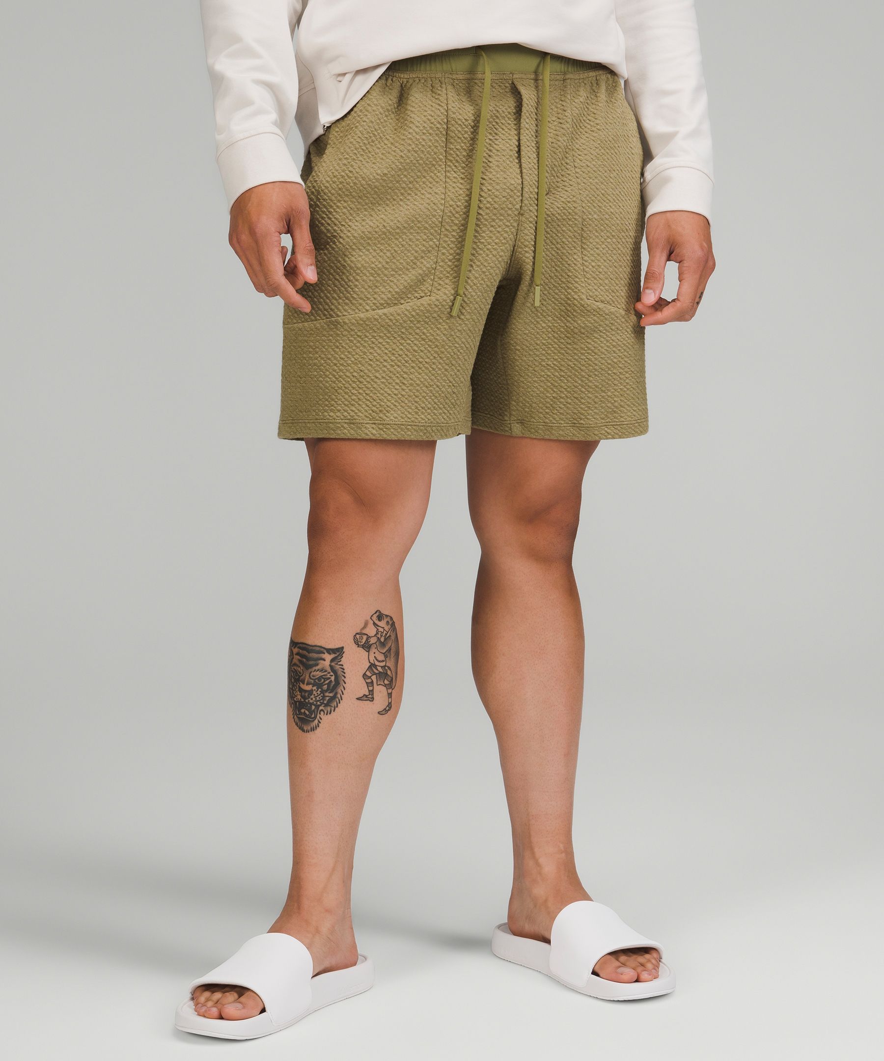 Lululemon At Ease Shorts 7" In Heathered Bronze Green/black