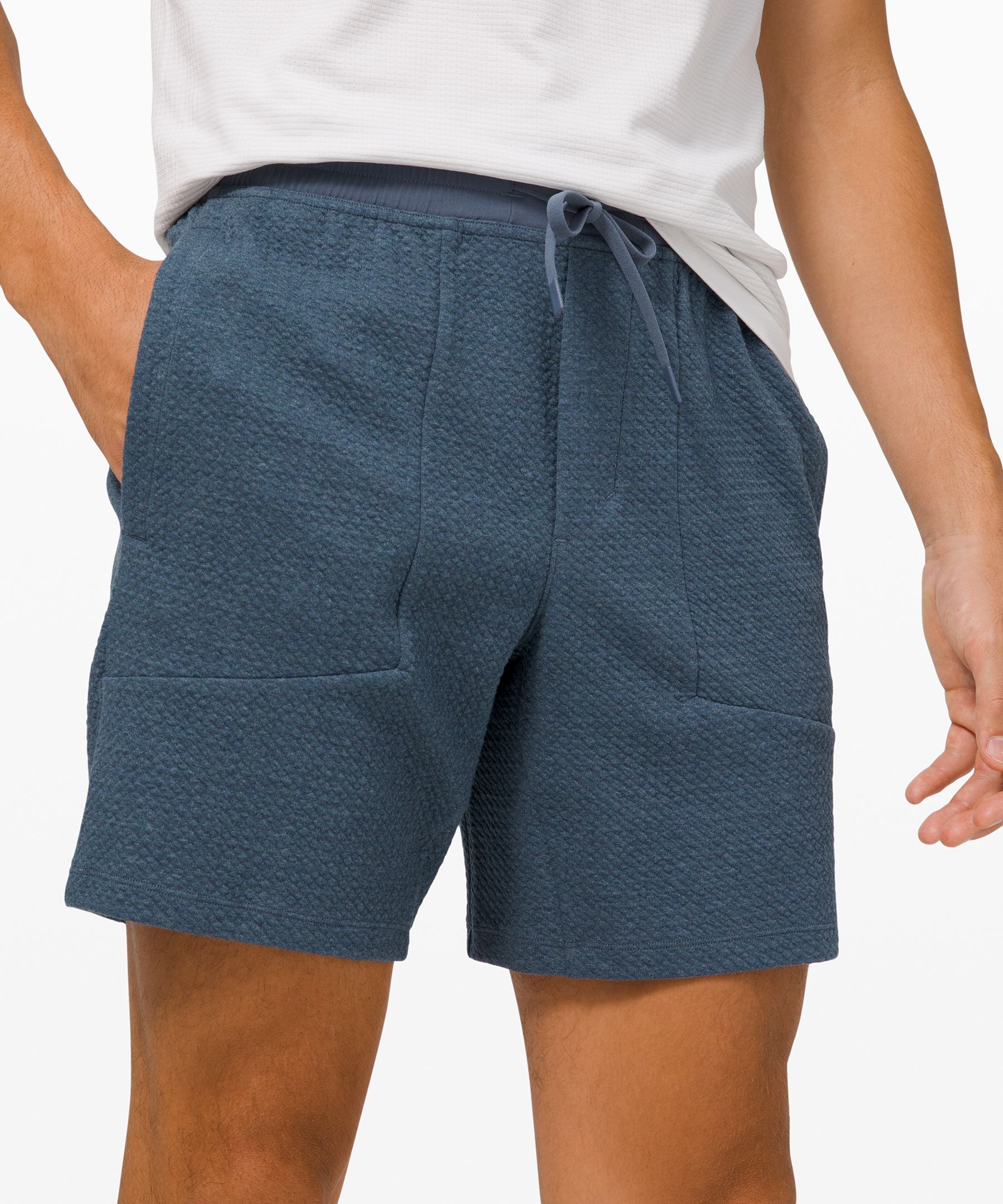 Lululemon At Ease Short 7 - Heathered Melody Light Grey / Black - lulu  fanatics